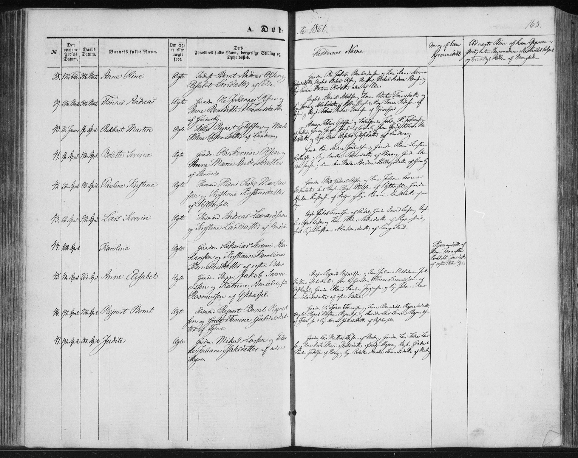 Lista sokneprestkontor, SAK/1111-0027/F/Fa/L0010: Parish register (official) no. A 10, 1846-1861, p. 165