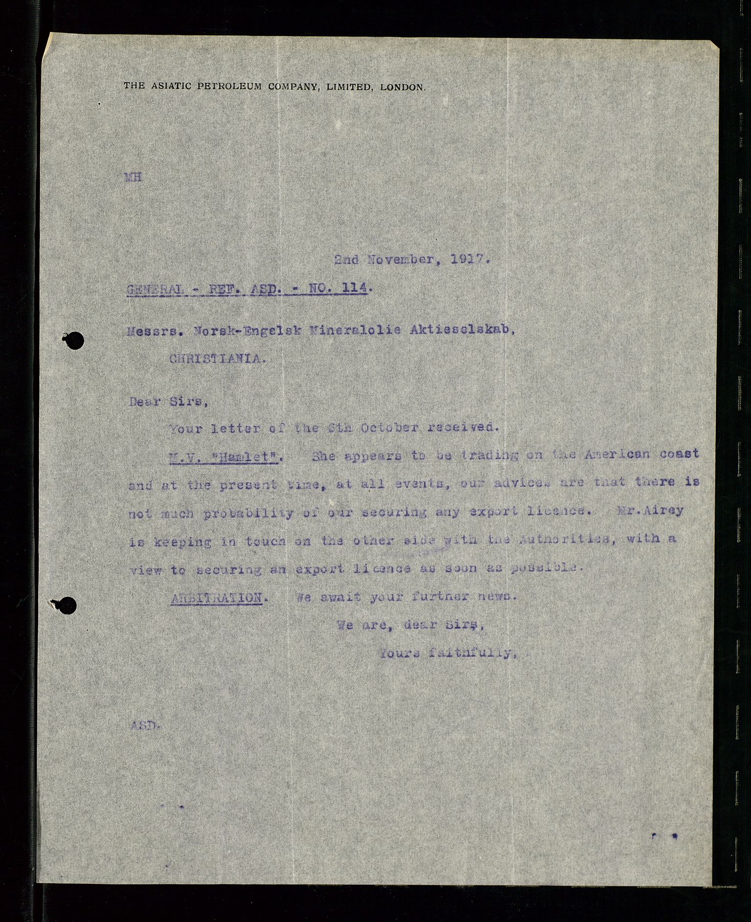 Pa 1521 - A/S Norske Shell, AV/SAST-A-101915/E/Ea/Eaa/L0001: Sjefskorrespondanse, 1917, p. 78