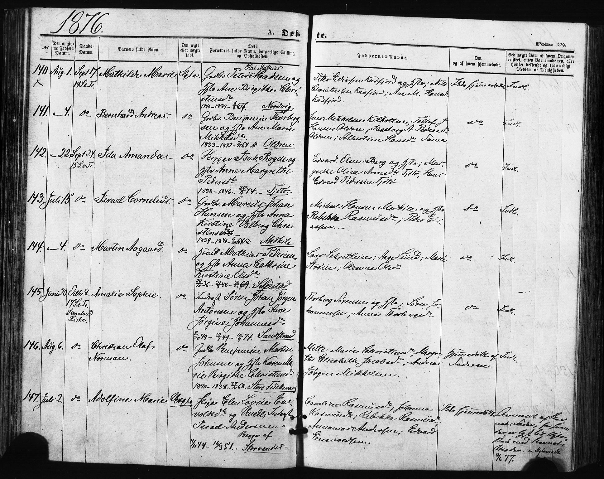 Trondenes sokneprestkontor, SATØ/S-1319/H/Ha/L0013kirke: Parish register (official) no. 13, 1870-1878, p. 104