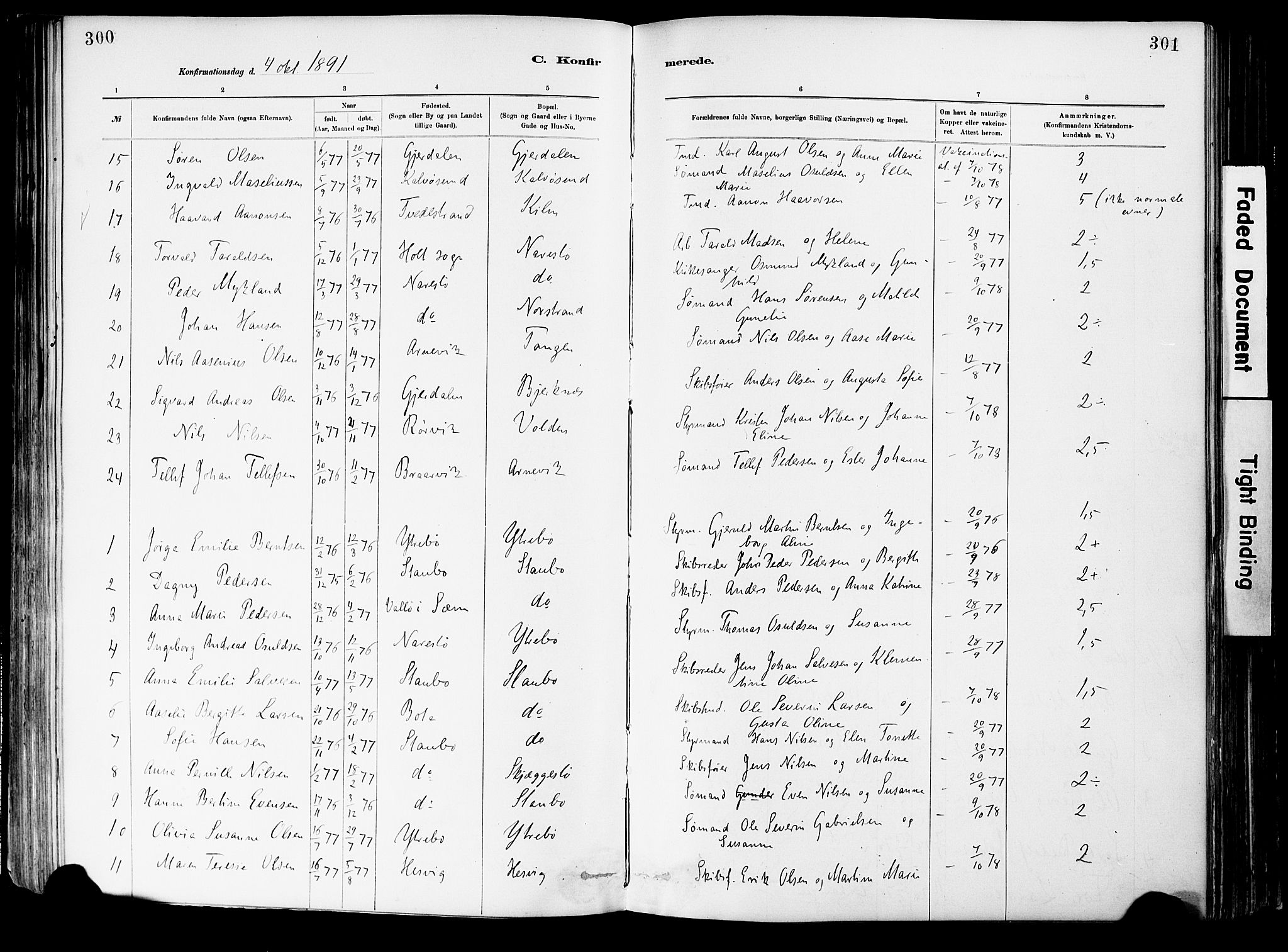 Dypvåg sokneprestkontor, AV/SAK-1111-0007/F/Fa/Fab/L0001: Parish register (official) no. A 1, 1885-1912, p. 300-301