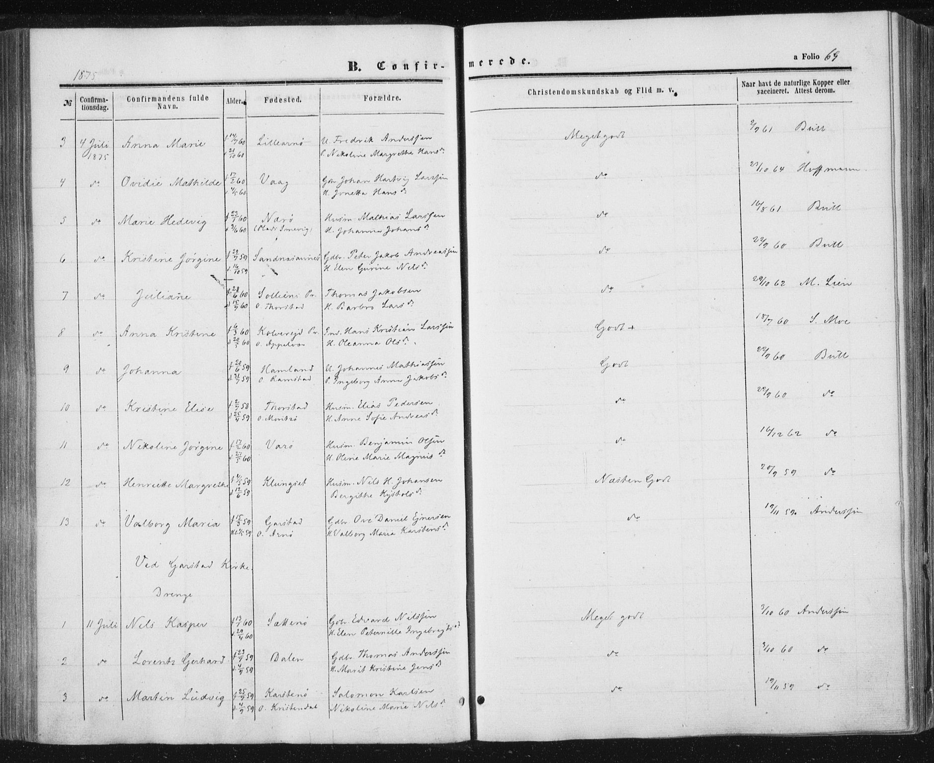 Ministerialprotokoller, klokkerbøker og fødselsregistre - Nord-Trøndelag, AV/SAT-A-1458/784/L0670: Parish register (official) no. 784A05, 1860-1876, p. 69