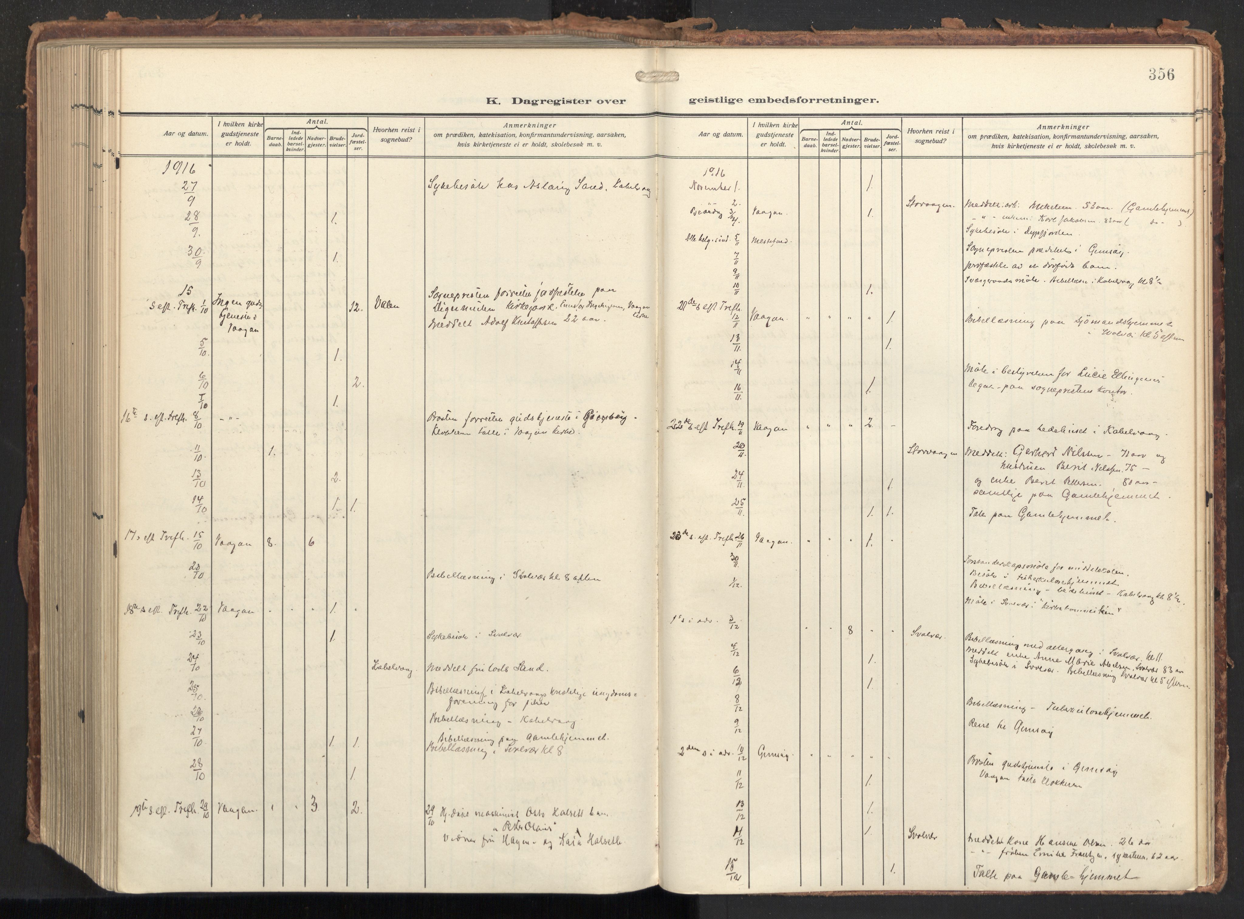 Ministerialprotokoller, klokkerbøker og fødselsregistre - Nordland, AV/SAT-A-1459/874/L1064: Parish register (official) no. 874A08, 1915-1926, p. 356