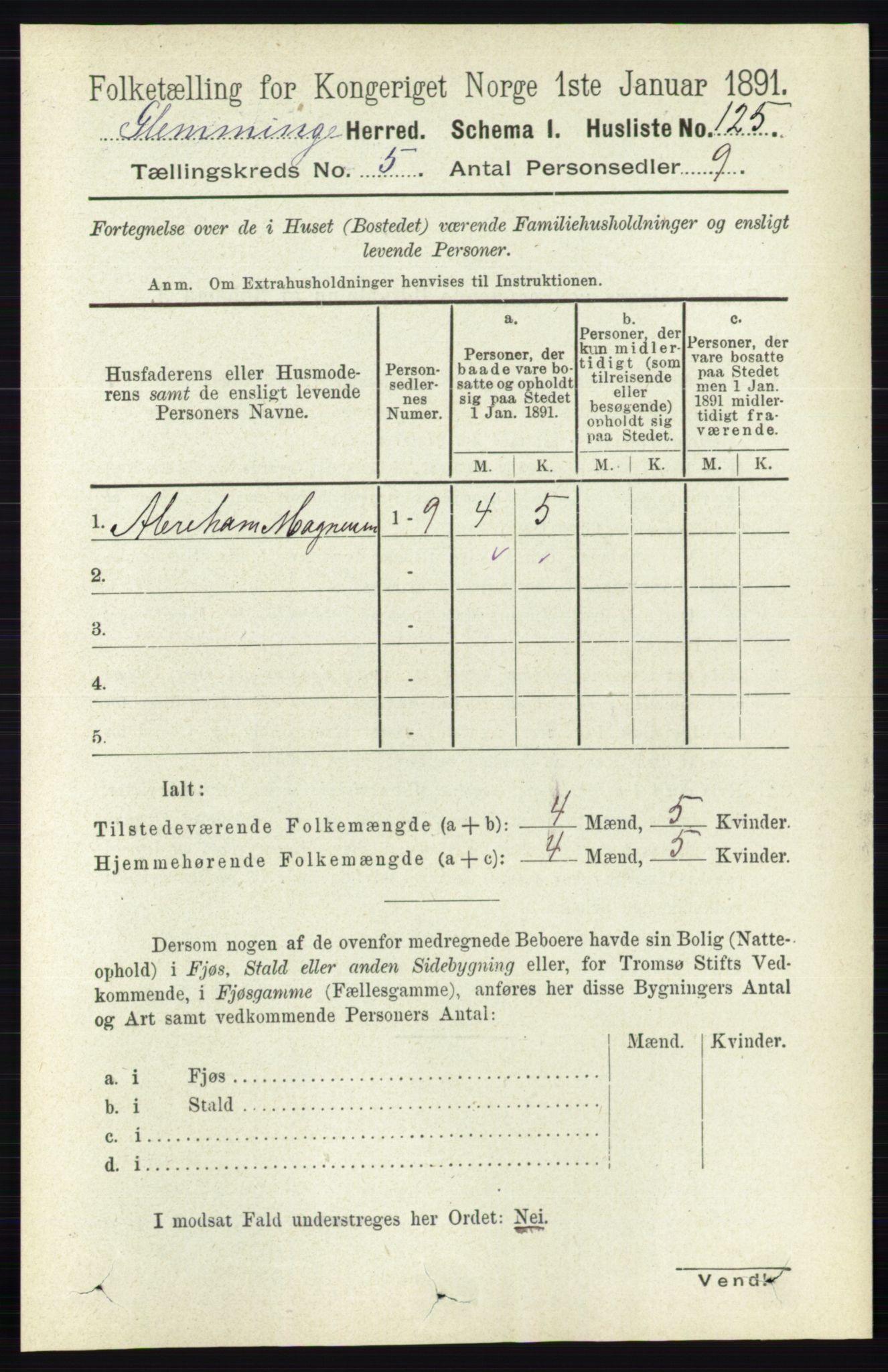 RA, 1891 census for 0132 Glemmen, 1891, p. 6022