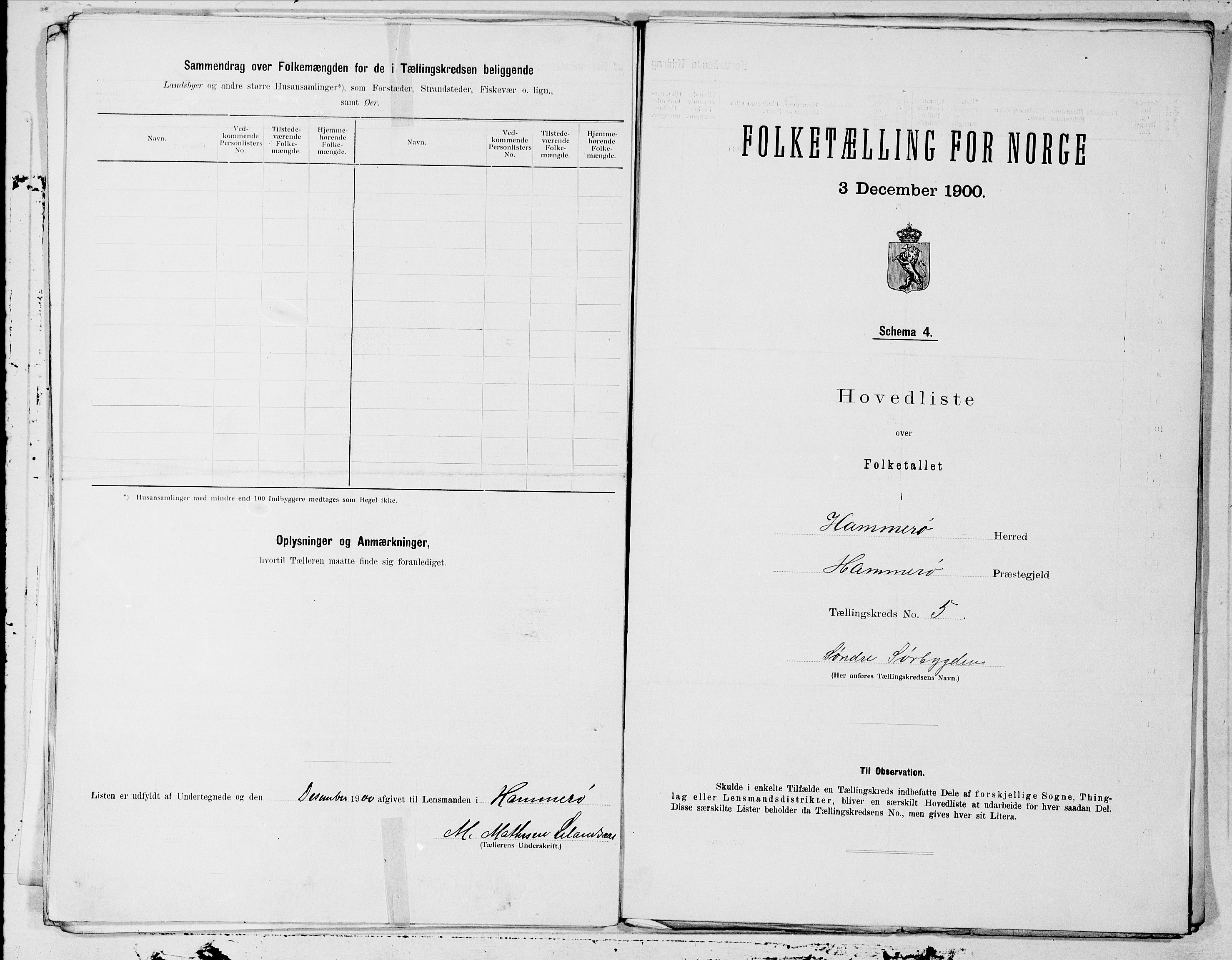 SAT, 1900 census for Hamarøy, 1900, p. 10