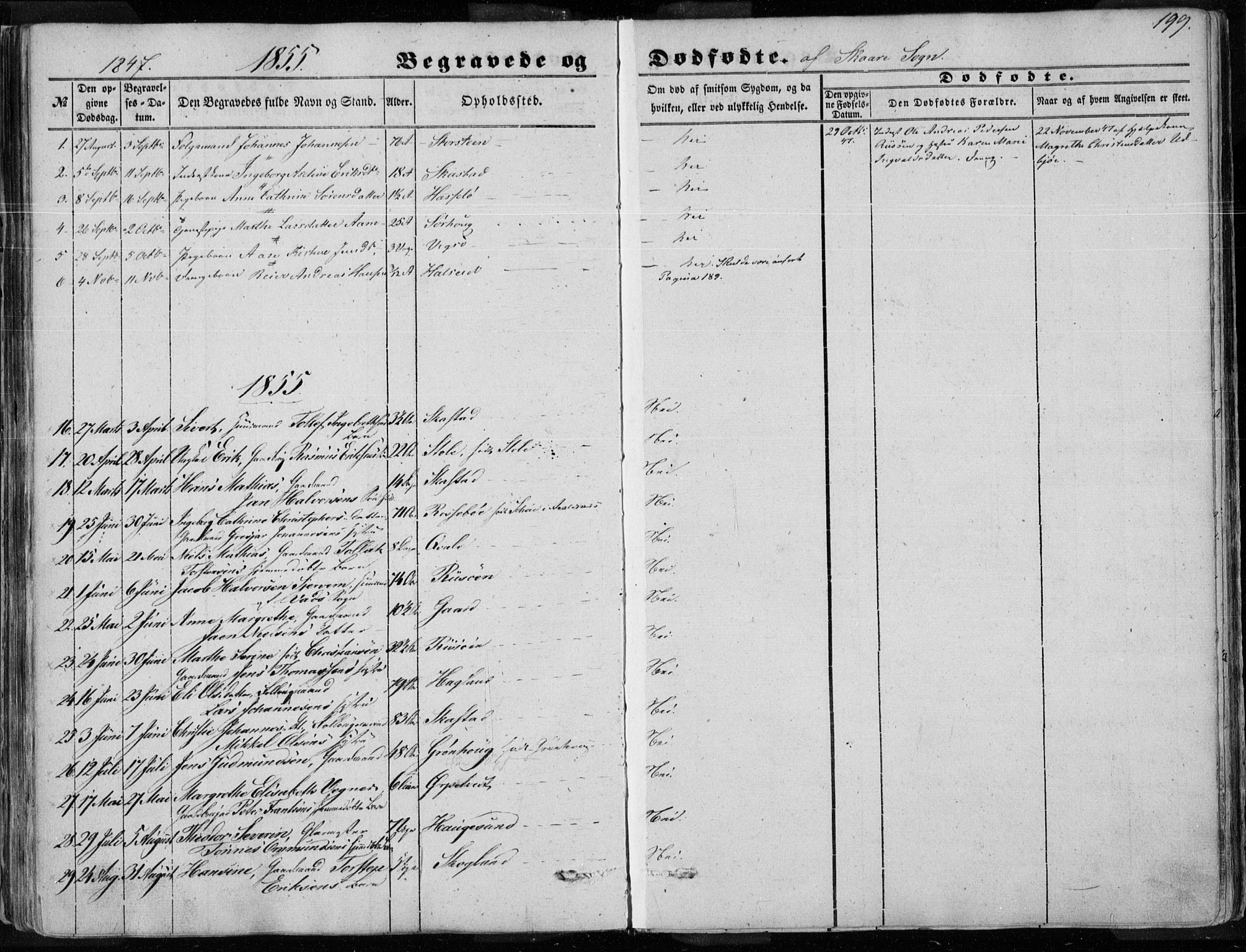 Torvastad sokneprestkontor, AV/SAST-A -101857/H/Ha/Haa/L0009: Parish register (official) no. A 9, 1847-1856, p. 199