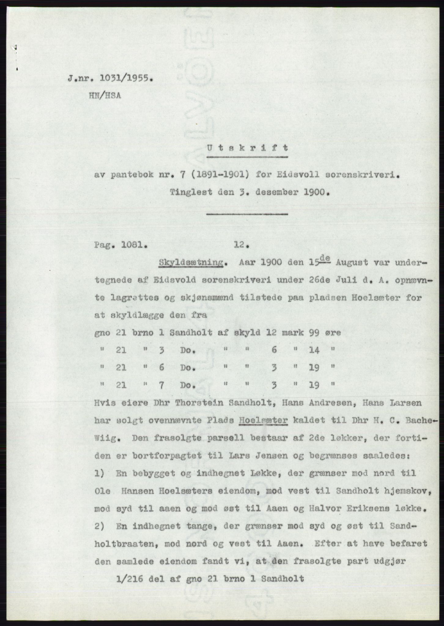 Statsarkivet i Oslo, SAO/A-10621/Z/Zd/L0003: Avskrifter, j.nr 714-1202/1955, 1955, p. 228