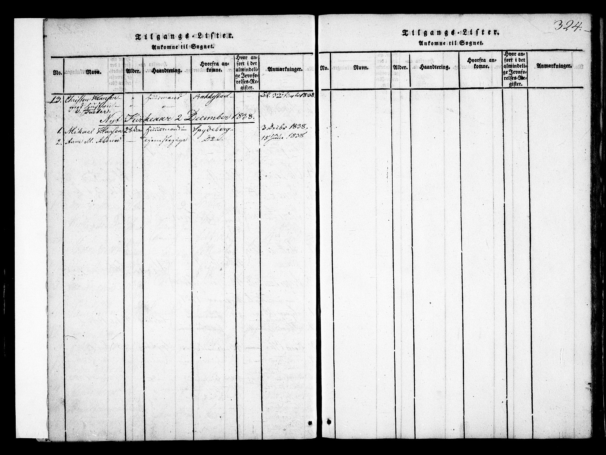 Skiptvet prestekontor Kirkebøker, SAO/A-20009/F/Fa/L0005: Parish register (official) no. 5, 1814-1838, p. 324