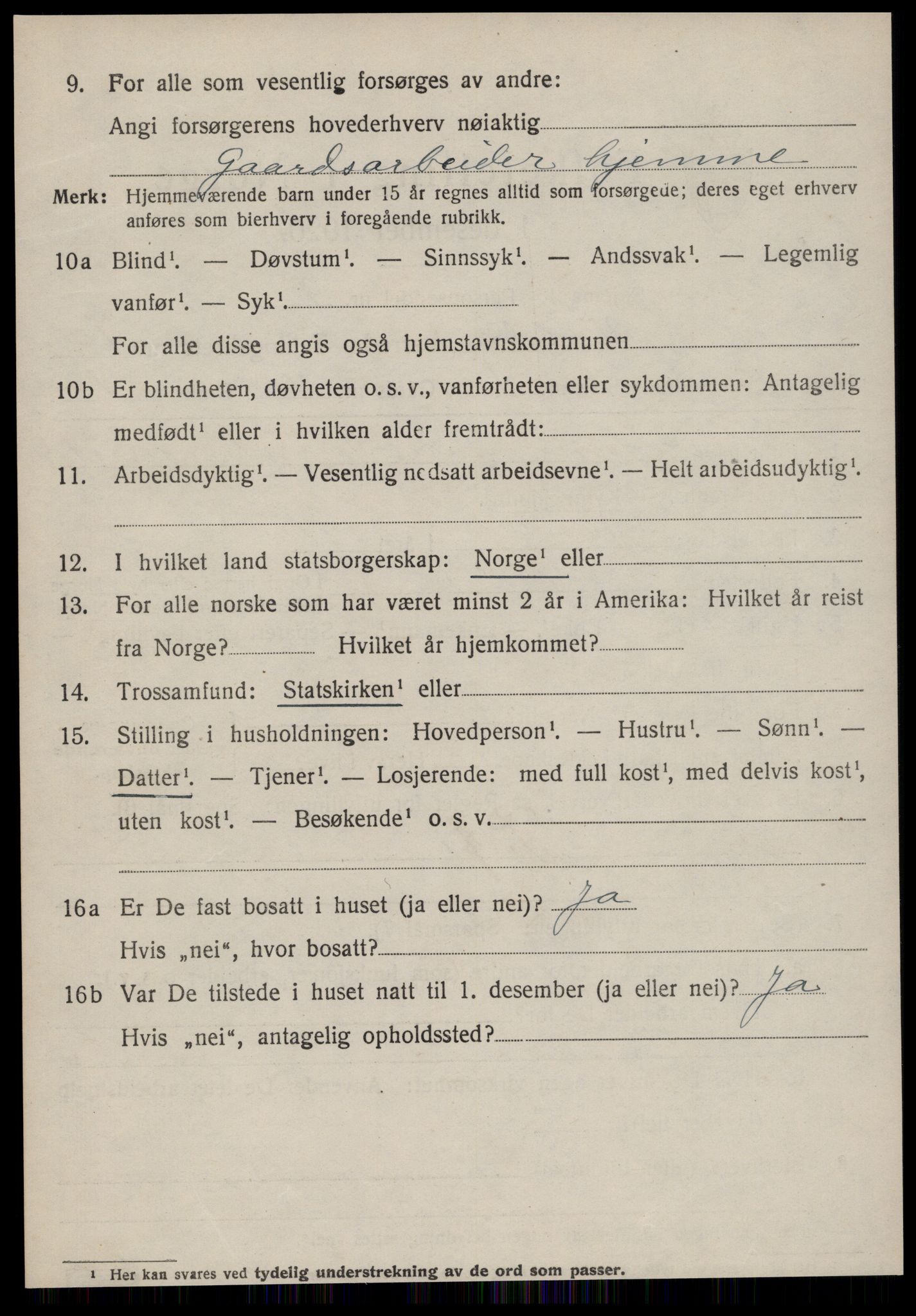 SAT, 1920 census for Volda, 1920, p. 8301