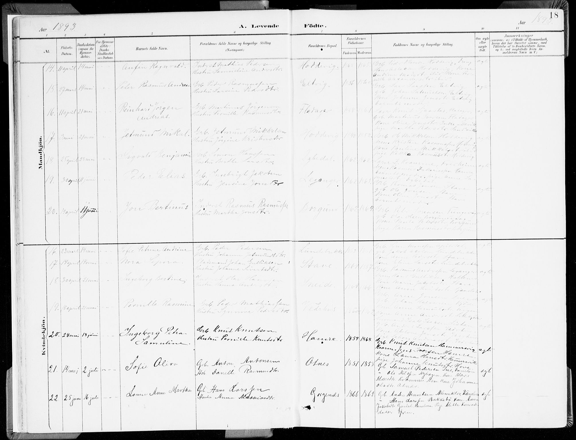 Selje sokneprestembete, AV/SAB-A-99938/H/Ha/Haa/Haab: Parish register (official) no. B 2, 1891-1907, p. 18