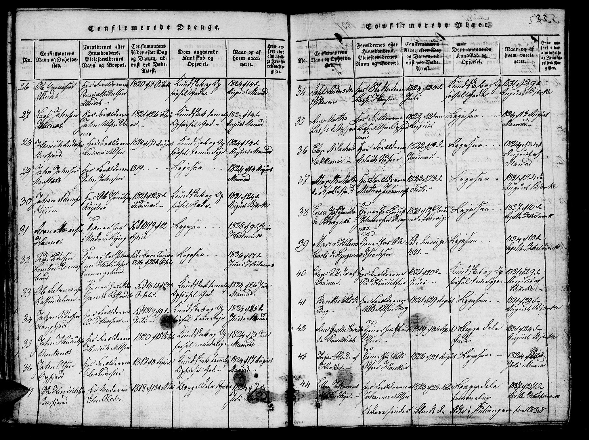 Skjervøy sokneprestkontor, SATØ/S-1300/H/Ha/Haa/L0004kirke: Parish register (official) no. 4, 1820-1838, p. 532-533