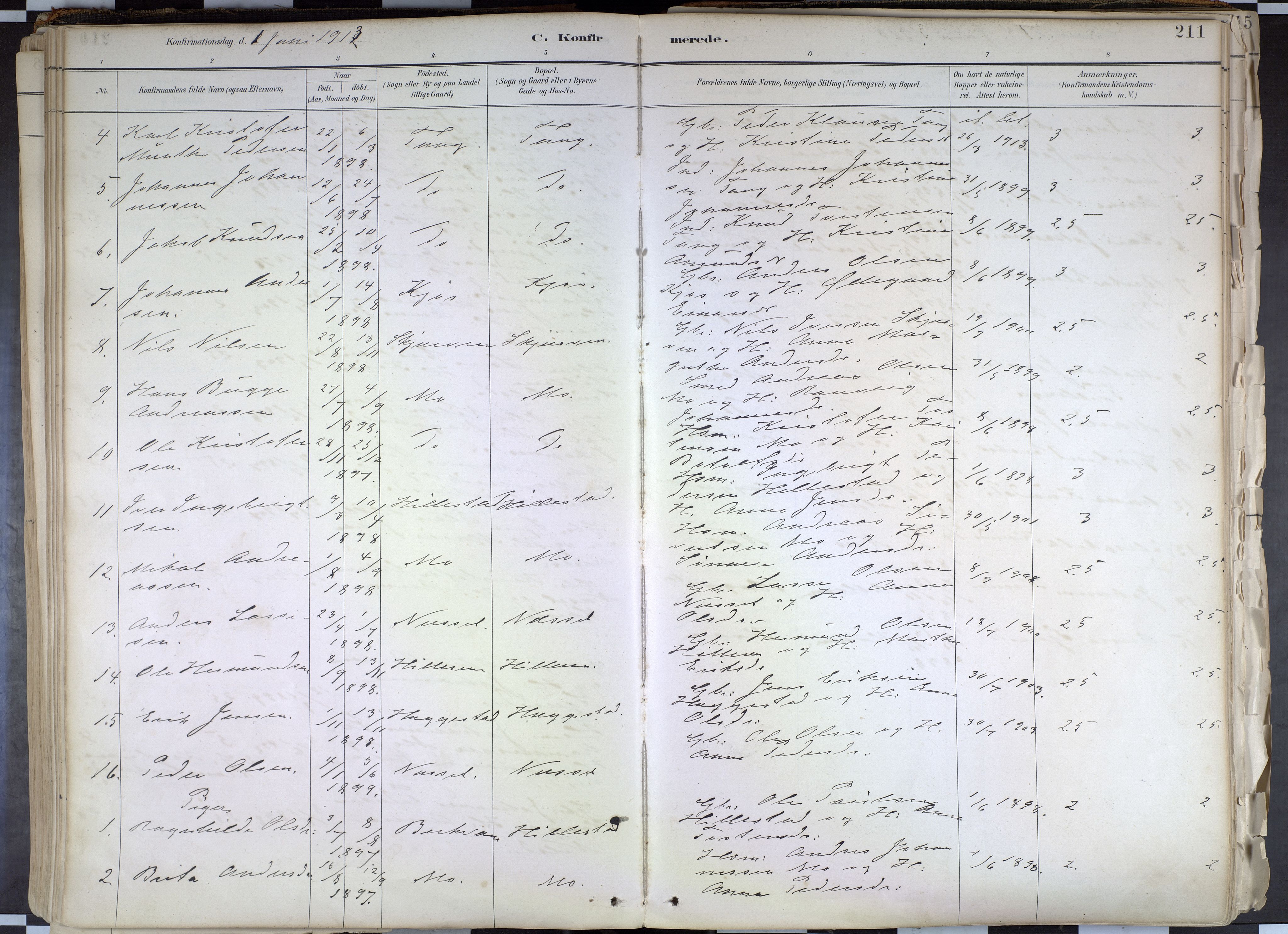 Hafslo sokneprestembete, AV/SAB-A-80301/H/Haa/Haab/L0001: Parish register (official) no. B 1, 1886-1945, p. 211