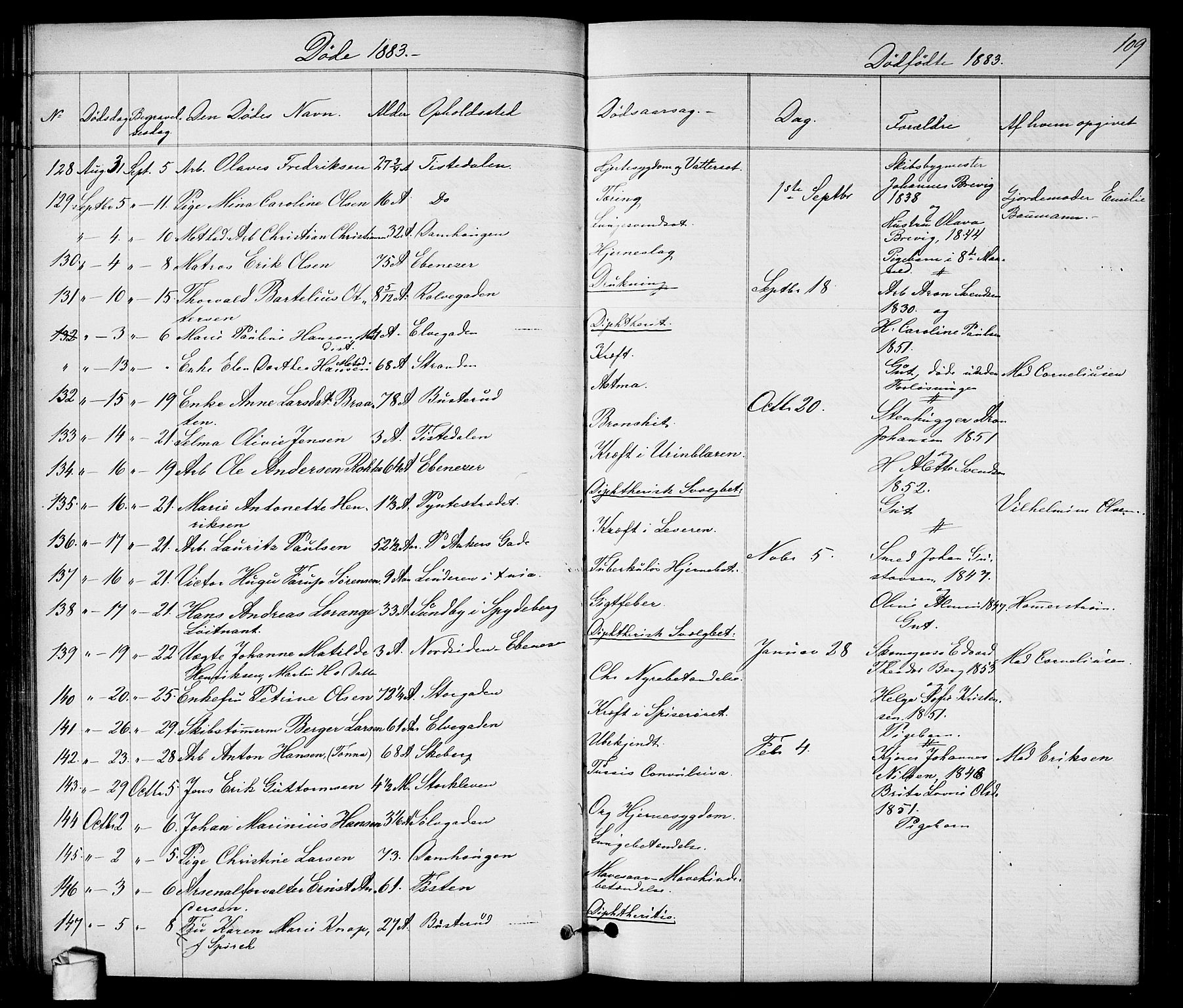 Halden prestekontor Kirkebøker, SAO/A-10909/G/Ga/L0007: Parish register (copy) no. 7, 1869-1884, p. 109