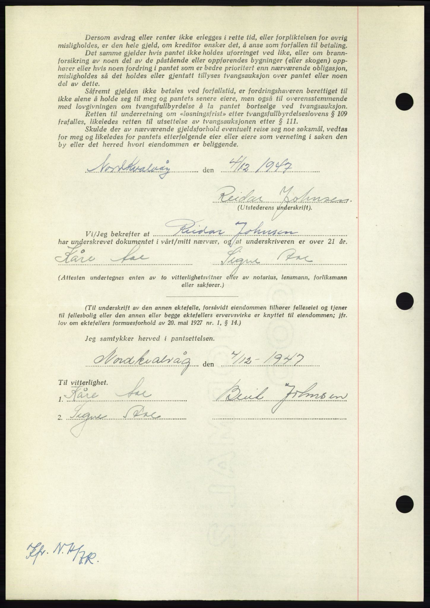 Nordmøre sorenskriveri, AV/SAT-A-4132/1/2/2Ca: Mortgage book no. B97, 1947-1948, Diary no: : 2918/1947