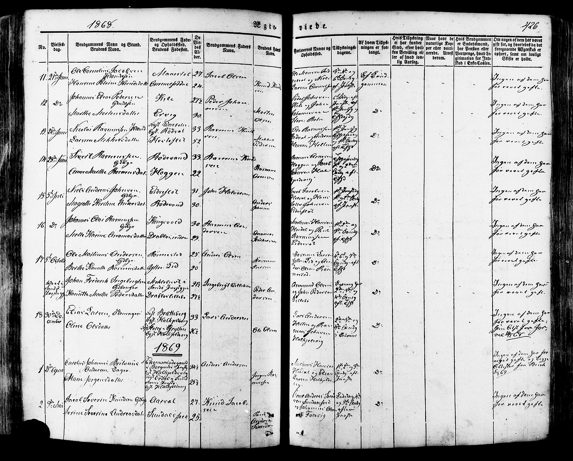 Ministerialprotokoller, klokkerbøker og fødselsregistre - Møre og Romsdal, SAT/A-1454/511/L0140: Parish register (official) no. 511A07, 1851-1878, p. 426