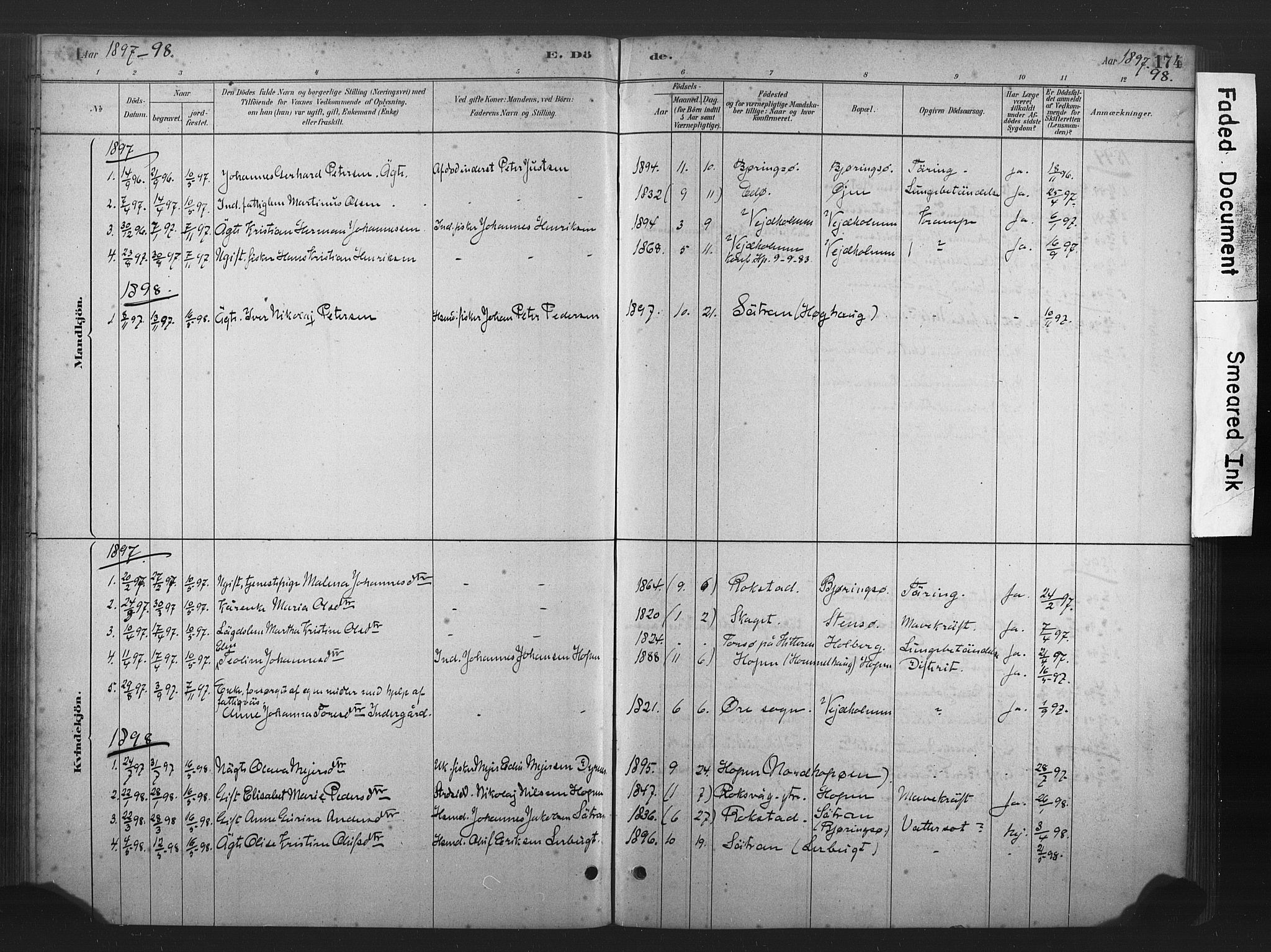 Ministerialprotokoller, klokkerbøker og fødselsregistre - Møre og Romsdal, AV/SAT-A-1454/583/L0954: Parish register (official) no. 583A01, 1880-1906, p. 174