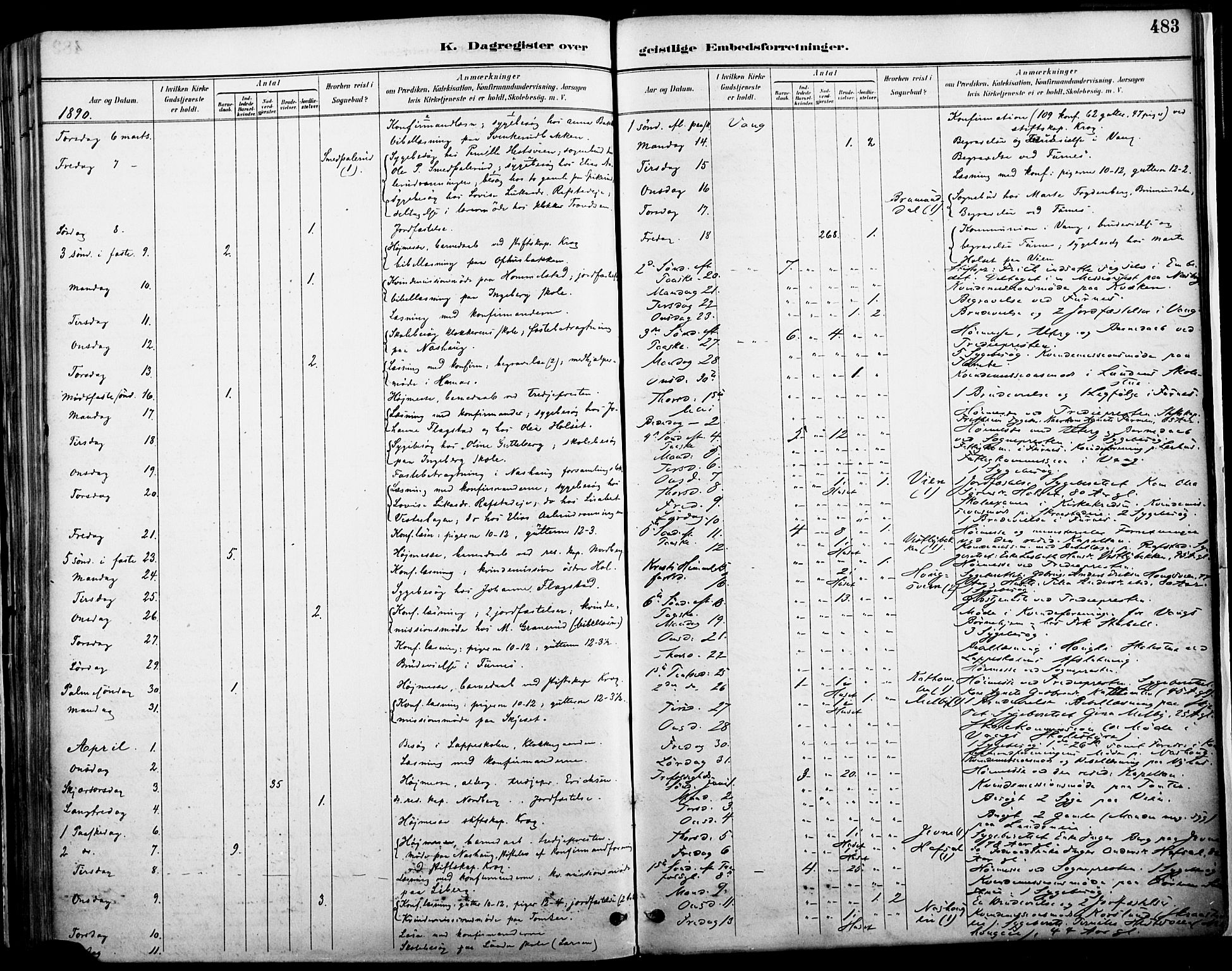 Vang prestekontor, Hedmark, AV/SAH-PREST-008/H/Ha/Haa/L0019A: Parish register (official) no. 19, 1886-1900, p. 483