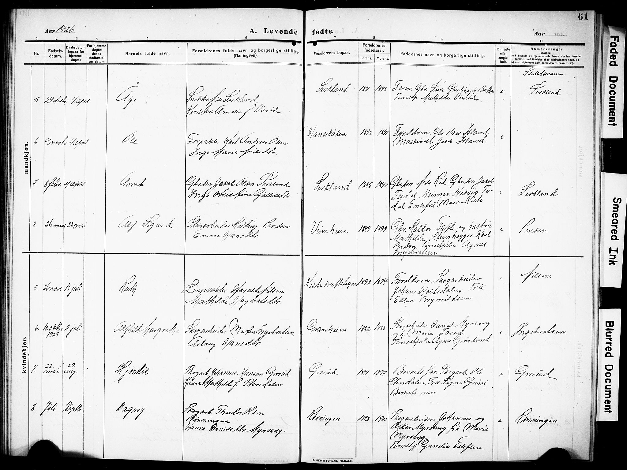 Siljan kirkebøker, SAKO/A-300/G/Ga/L0003: Parish register (copy) no. 3, 1909-1927, p. 61
