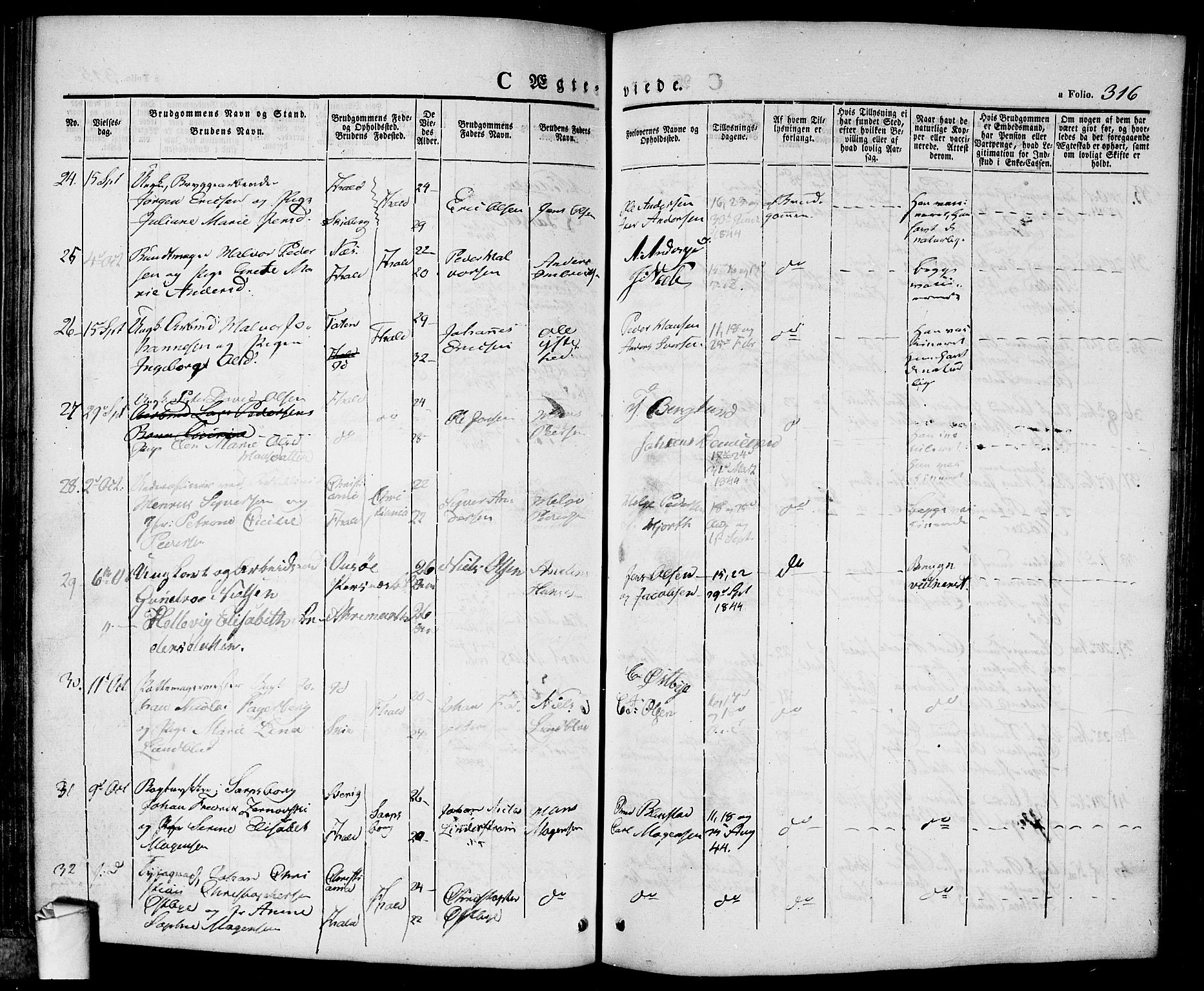 Halden prestekontor Kirkebøker, SAO/A-10909/F/Fa/L0005: Parish register (official) no. I 5, 1834-1845, p. 316