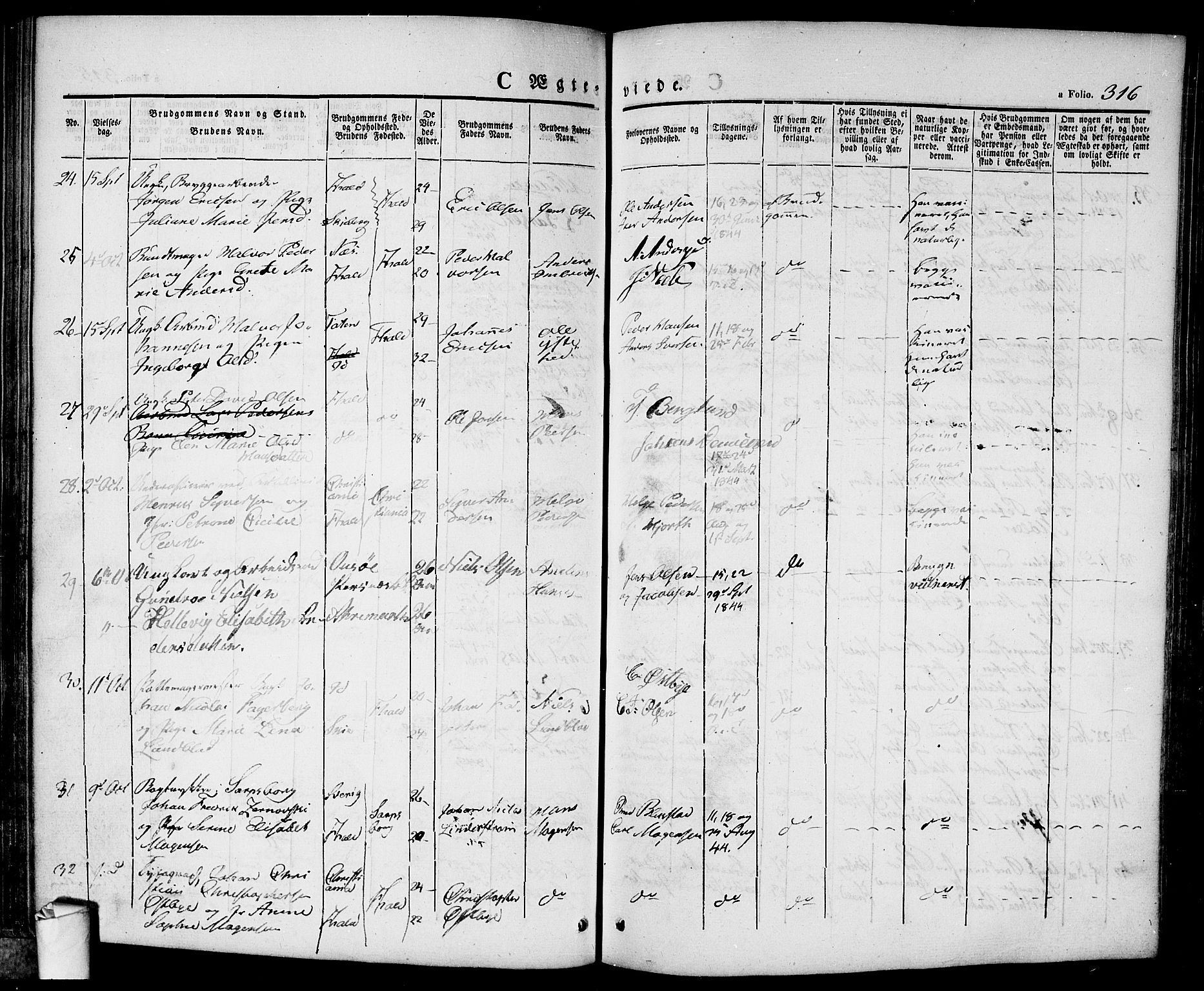 Halden prestekontor Kirkebøker, AV/SAO-A-10909/F/Fa/L0005: Parish register (official) no. I 5, 1834-1845, p. 316