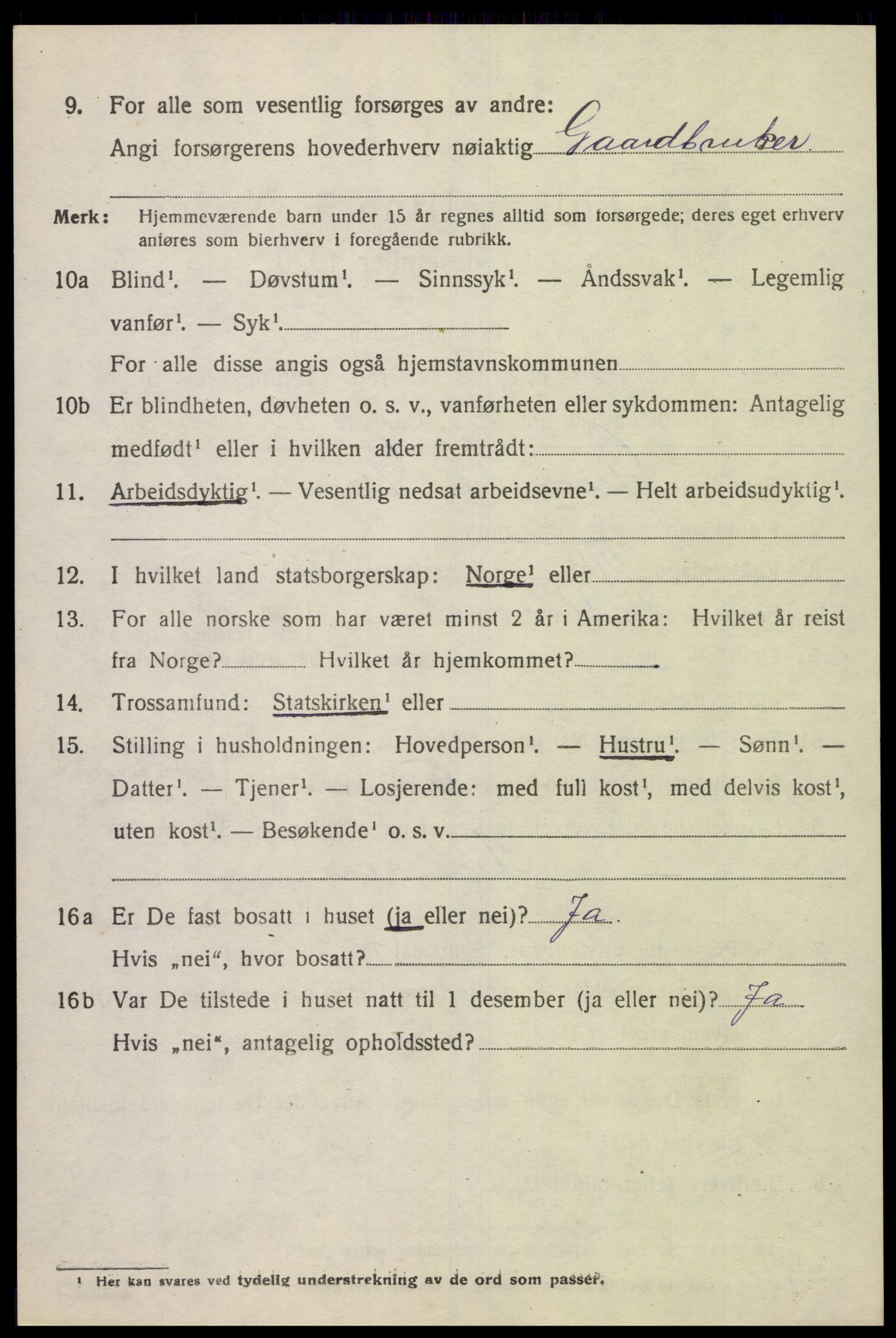 SAK, 1920 census for Sør-Audnedal, 1920, p. 5926