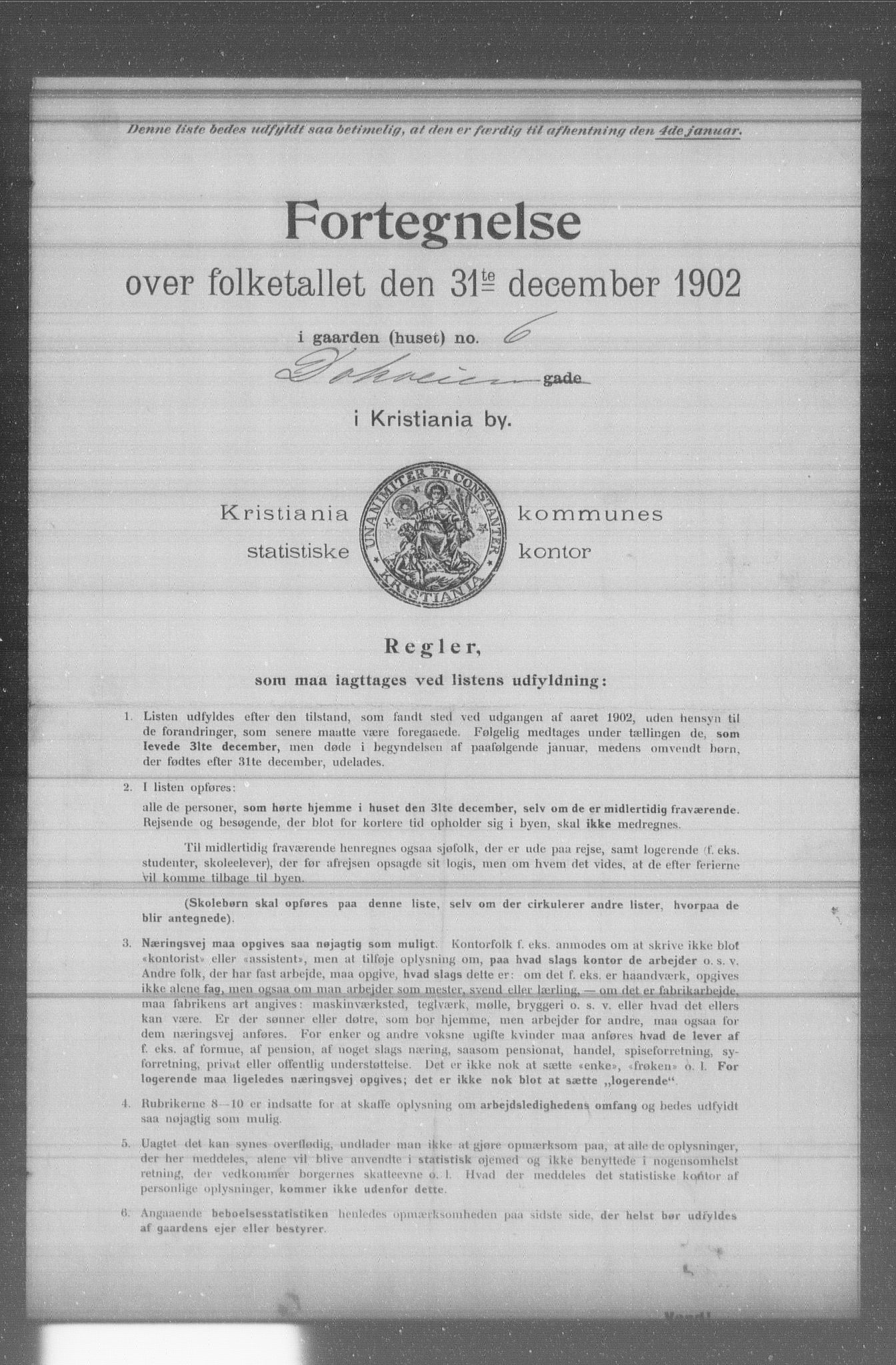 OBA, Municipal Census 1902 for Kristiania, 1902, p. 3022