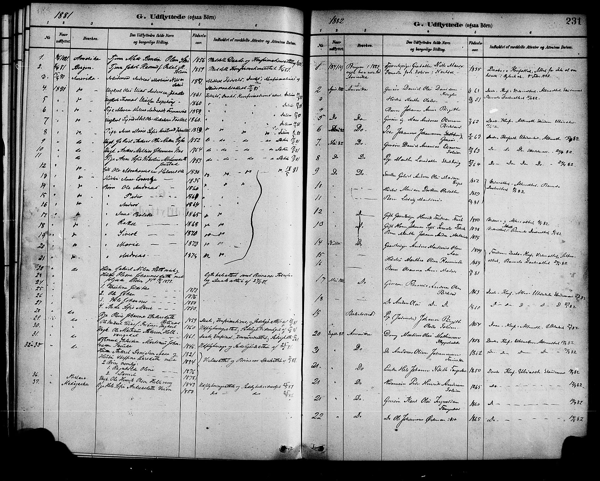 Førde sokneprestembete, SAB/A-79901/H/Haa/Haad/L0001: Parish register (official) no. D 1, 1881-1898, p. 231