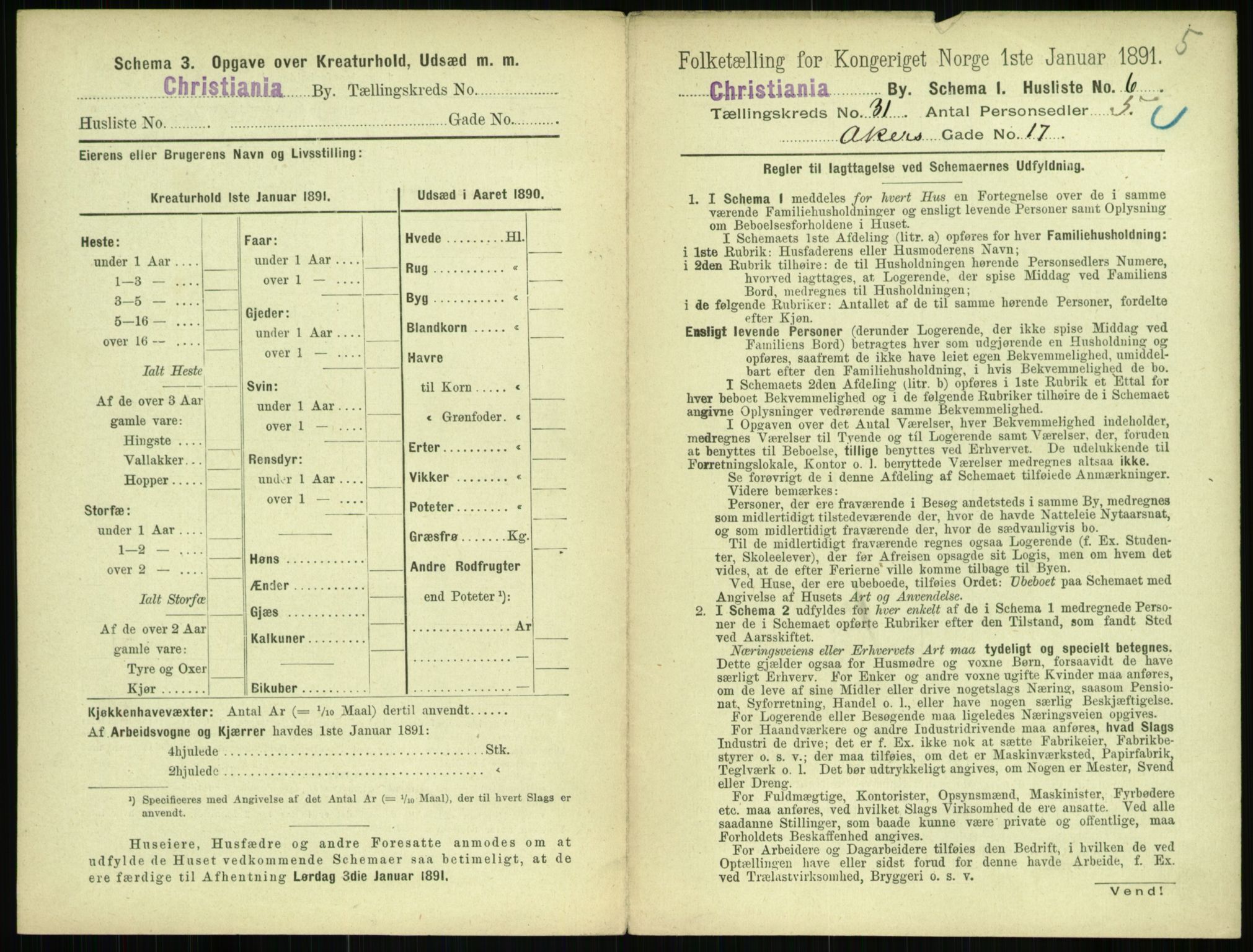 RA, 1891 census for 0301 Kristiania, 1891, p. 15852