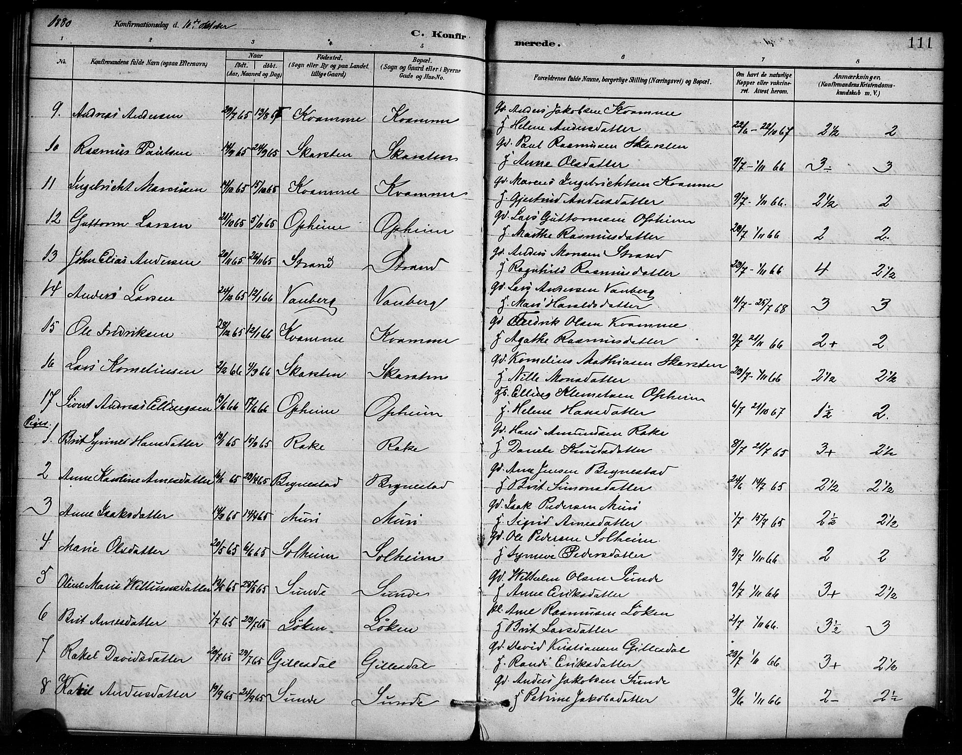 Innvik sokneprestembete, AV/SAB-A-80501: Parish register (official) no. C 1, 1879-1900, p. 111