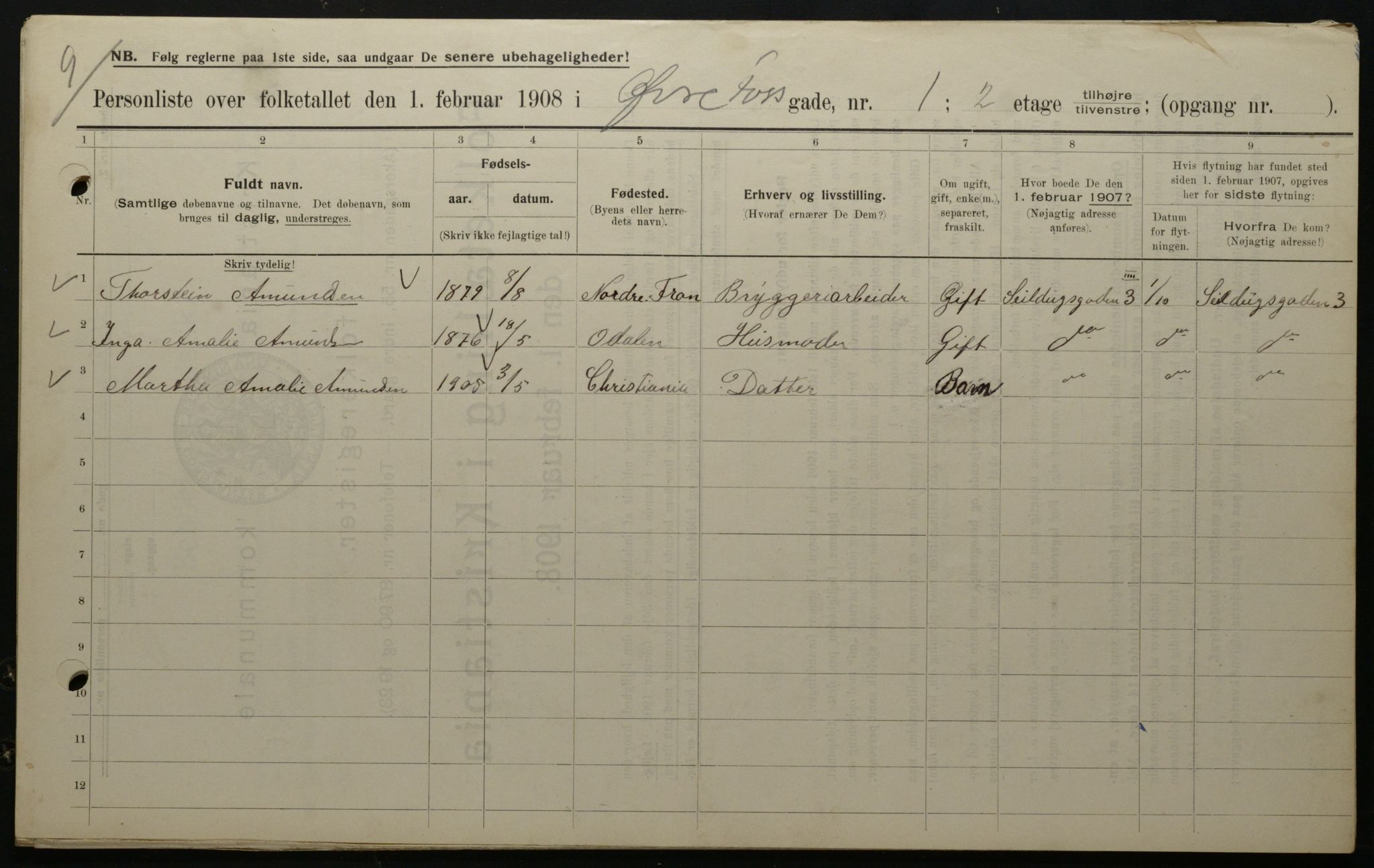 OBA, Municipal Census 1908 for Kristiania, 1908, p. 116244