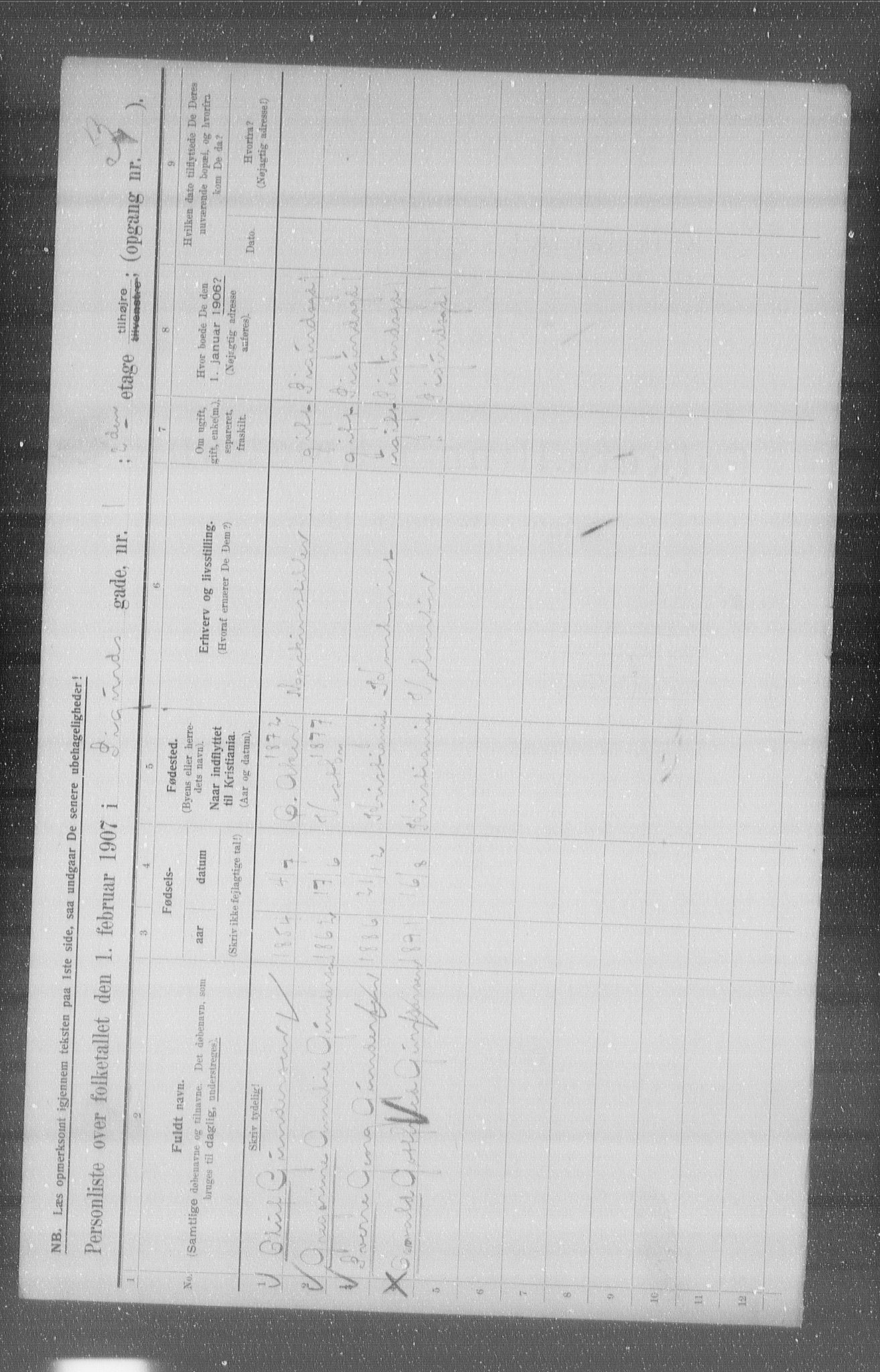 OBA, Municipal Census 1907 for Kristiania, 1907, p. 48384