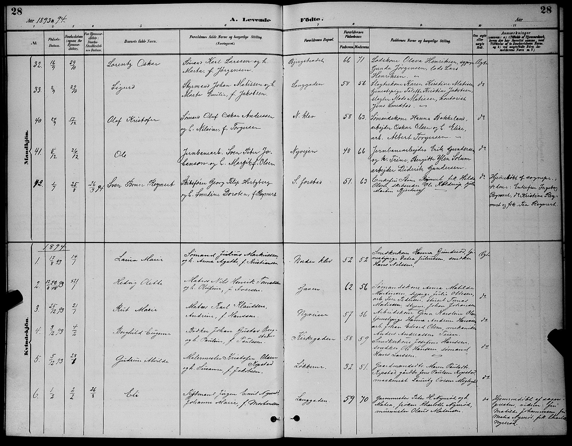 Holmestrand kirkebøker, AV/SAKO-A-346/G/Ga/L0005: Parish register (copy) no. 5, 1889-1901, p. 28