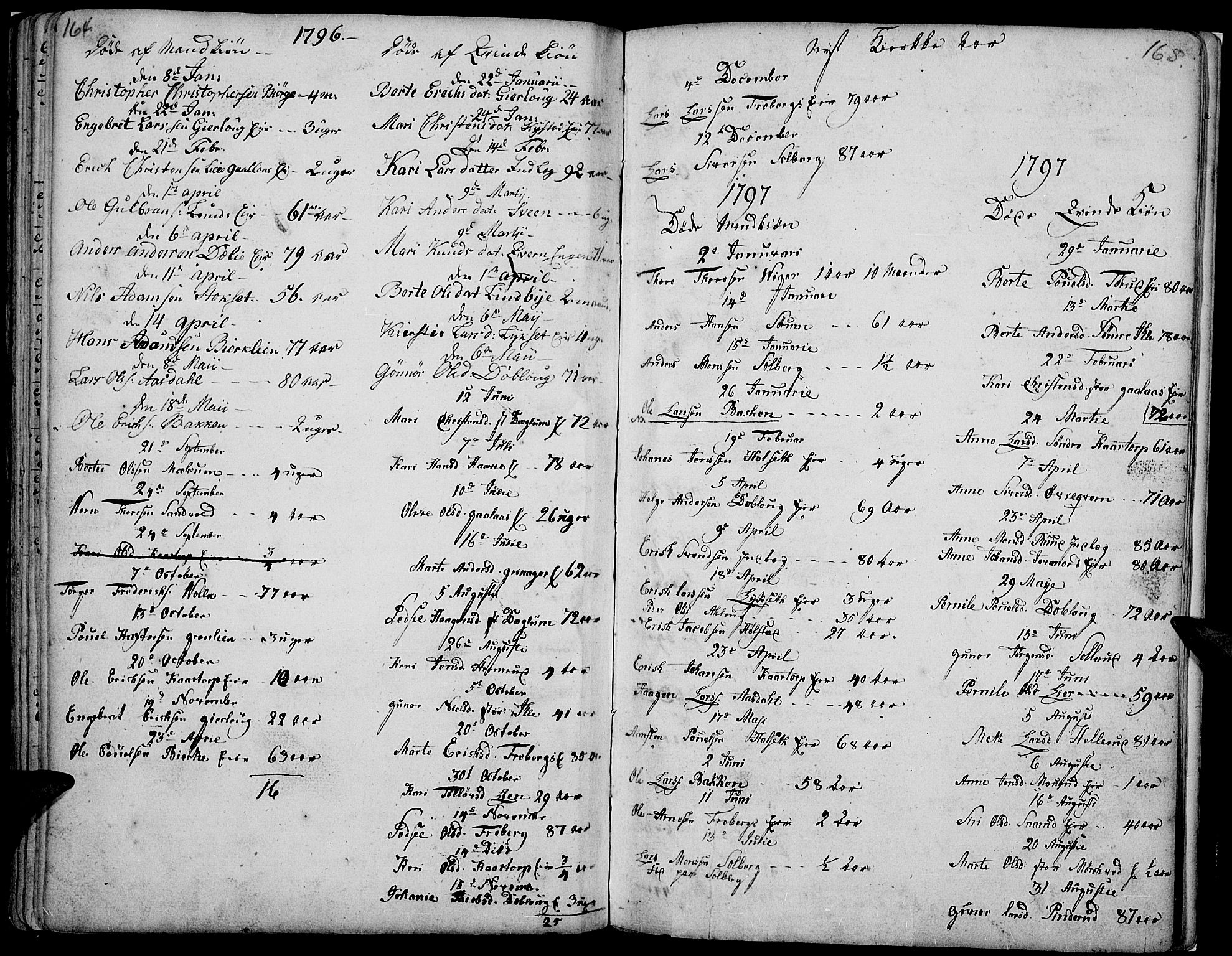 Vang prestekontor, Hedmark, SAH/PREST-008/H/Ha/Haa/L0002B: Parish register (official) no. 2B, 1789-1810, p. 164-165