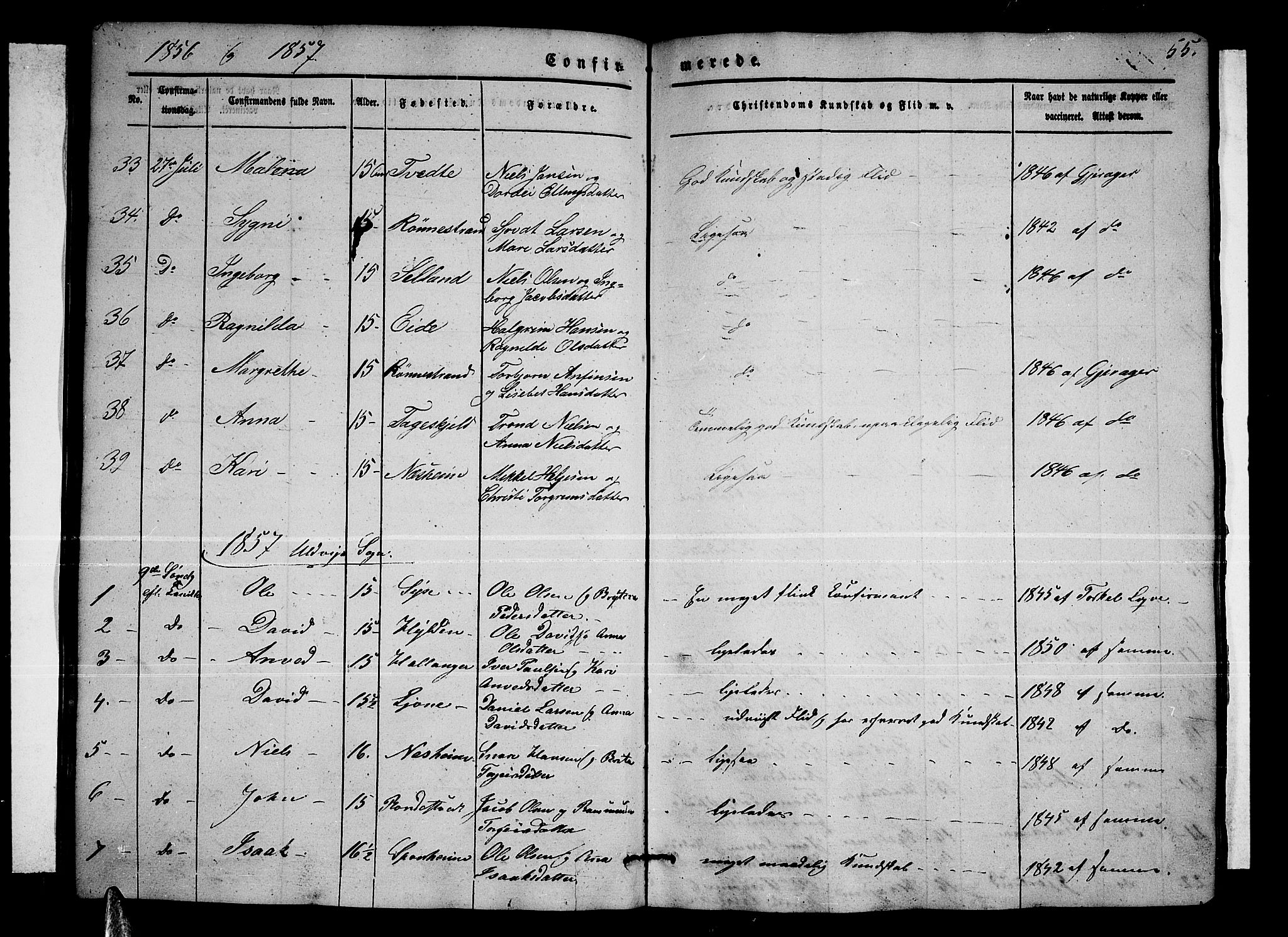 Ulvik sokneprestembete, AV/SAB-A-78801/H/Hab: Parish register (copy) no. A 1, 1855-1868, p. 55