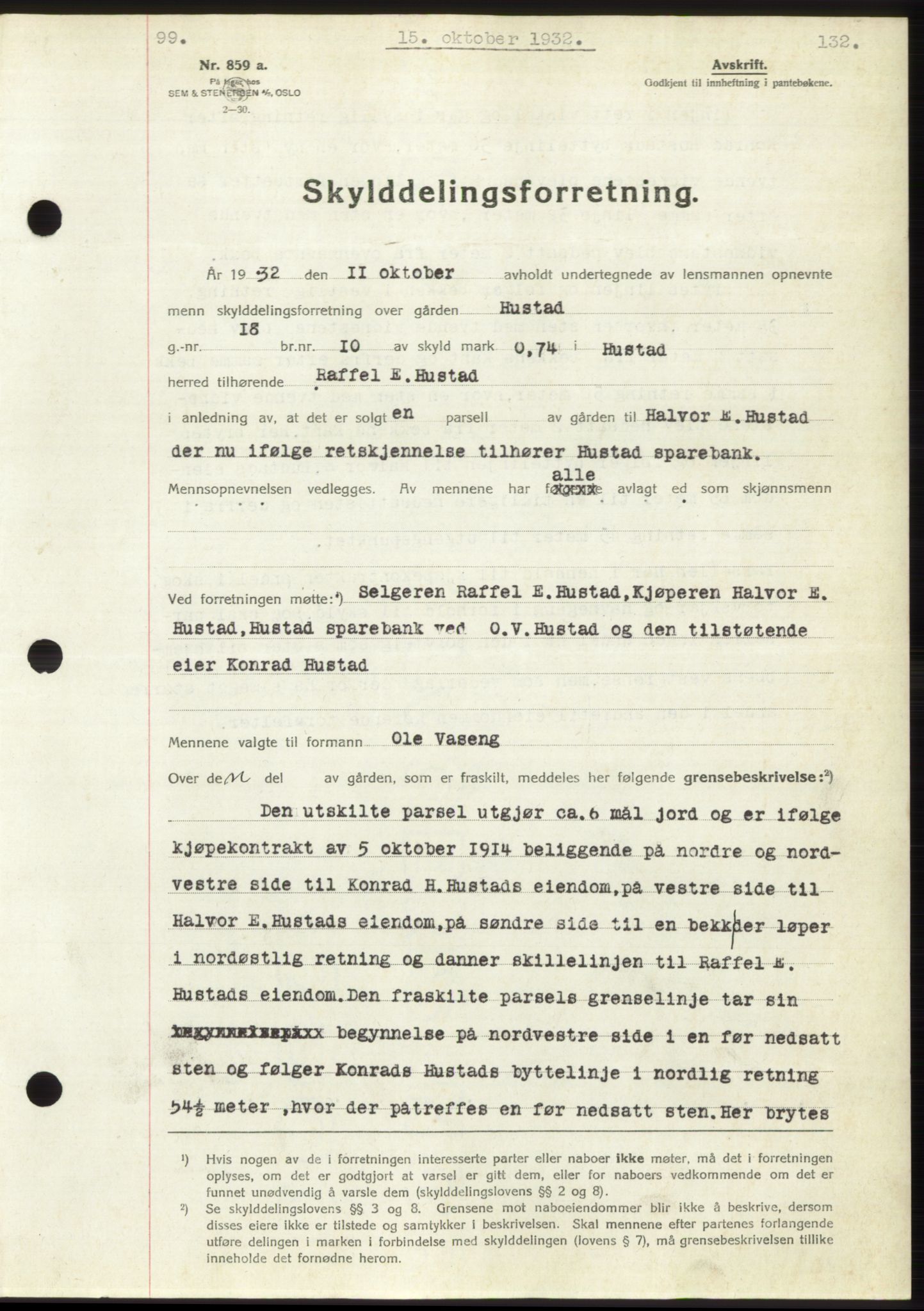 Romsdal sorenskriveri, AV/SAT-A-4149/1/2/2C/L0062: Mortgage book no. 56, 1932-1933, Deed date: 15.10.1932