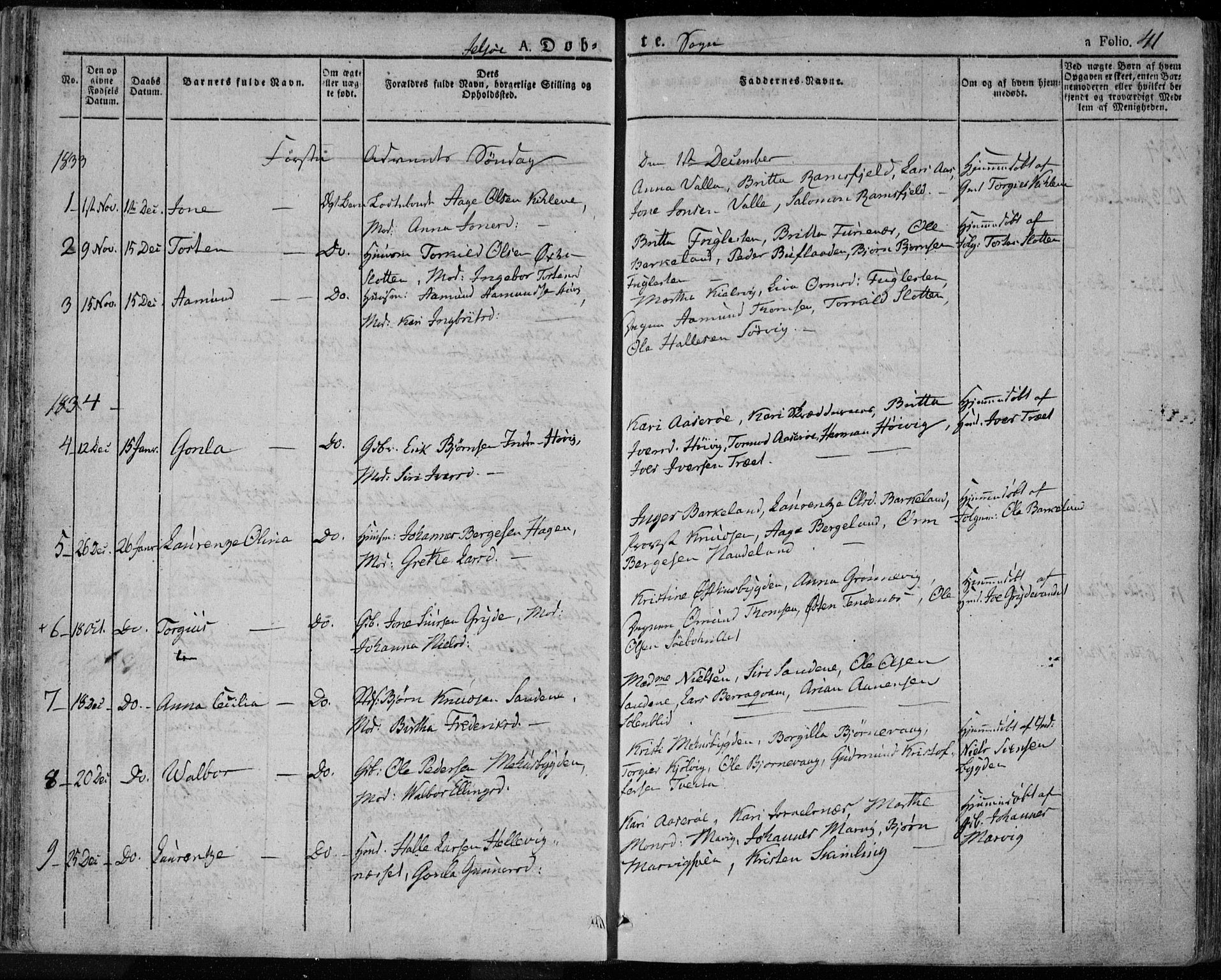 Jelsa sokneprestkontor, SAST/A-101842/01/IV: Parish register (official) no. A 6.1, 1828-1853, p. 41