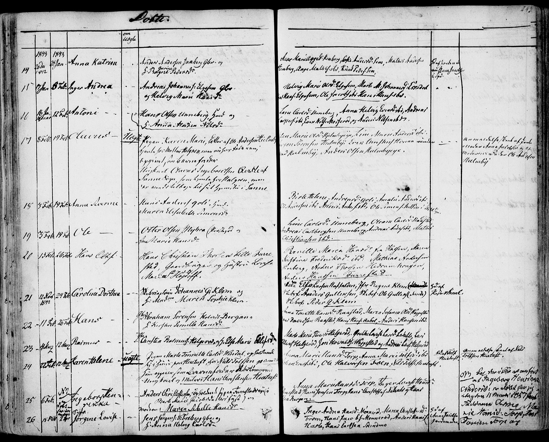 Sandar kirkebøker, SAKO/A-243/F/Fa/L0005: Parish register (official) no. 5, 1832-1847, p. 242-243