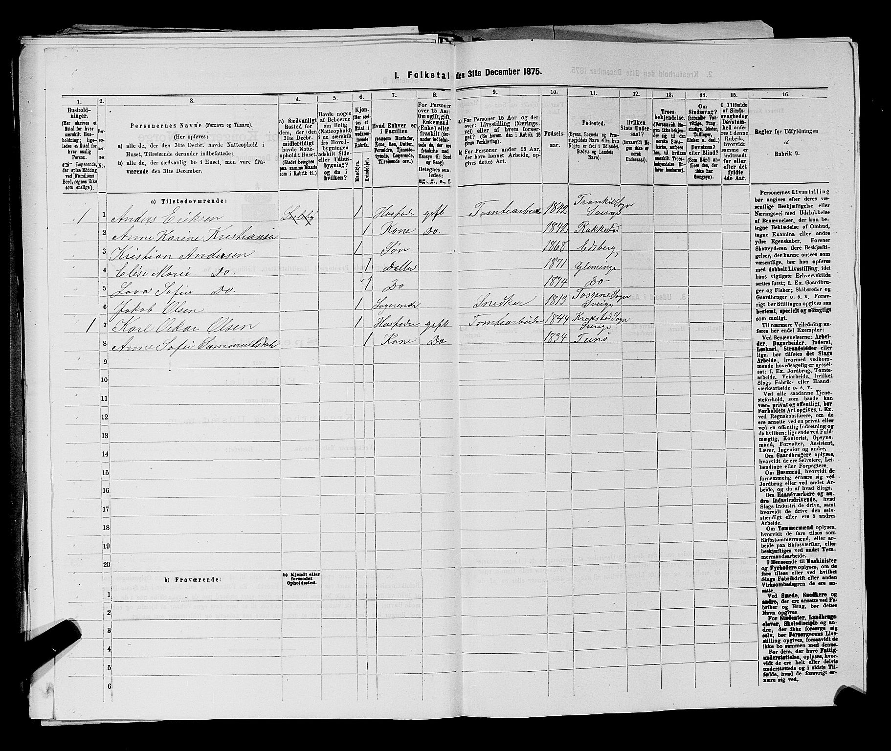 RA, 1875 census for 0132L Fredrikstad/Glemmen, 1875, p. 1253