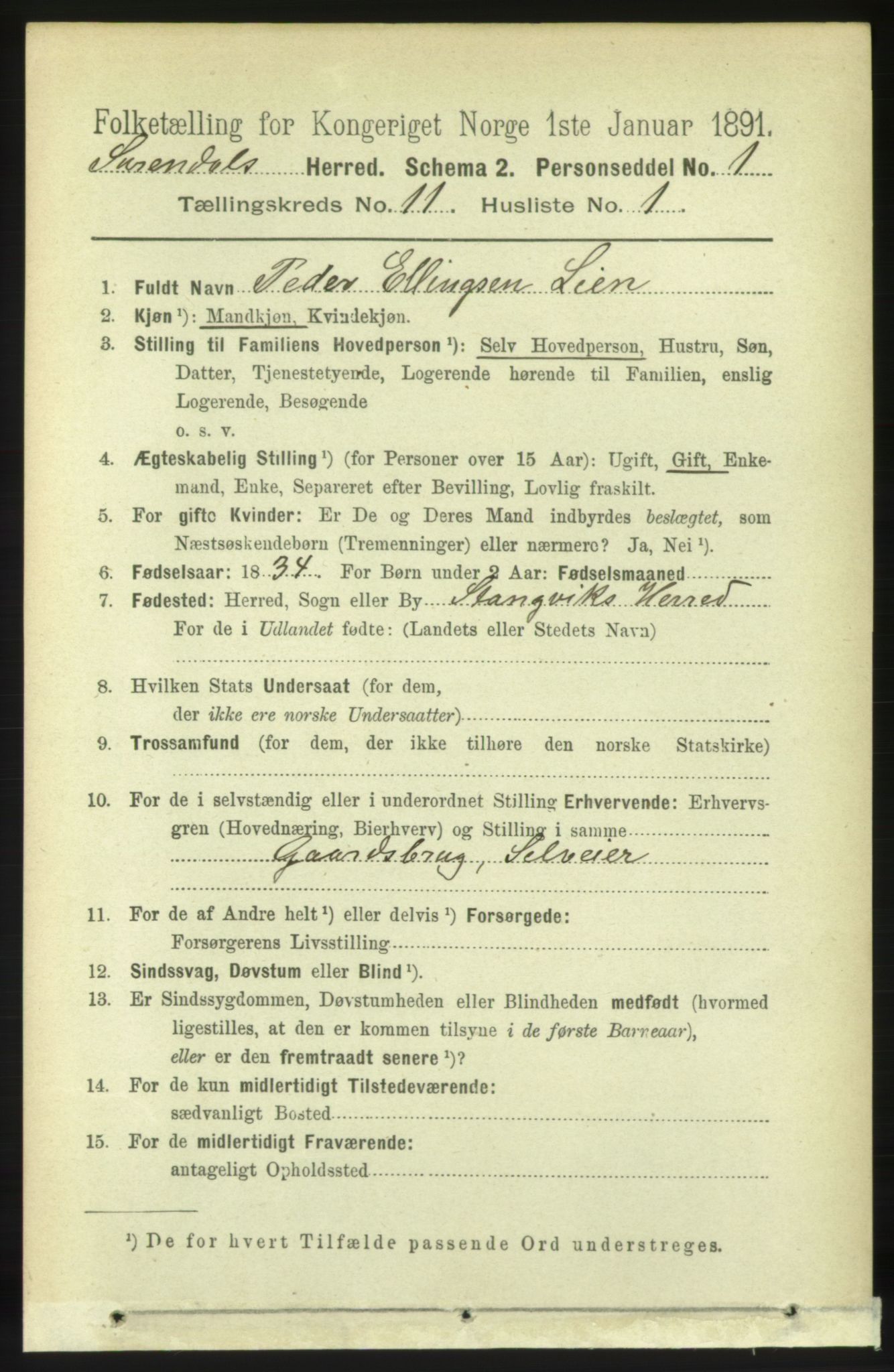 RA, 1891 census for 1566 Surnadal, 1891, p. 2671