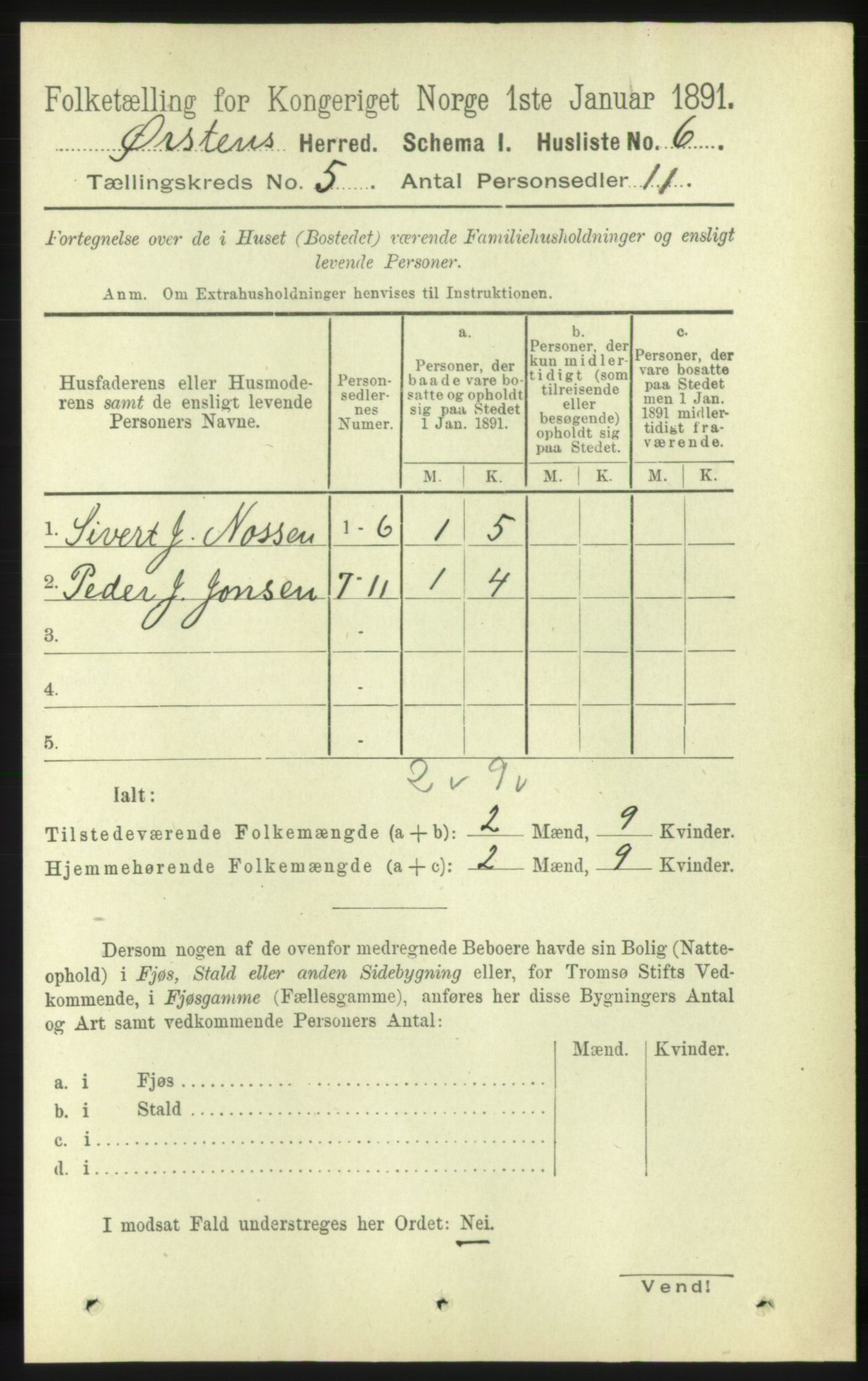 RA, 1891 census for 1520 Ørsta, 1891, p. 2195