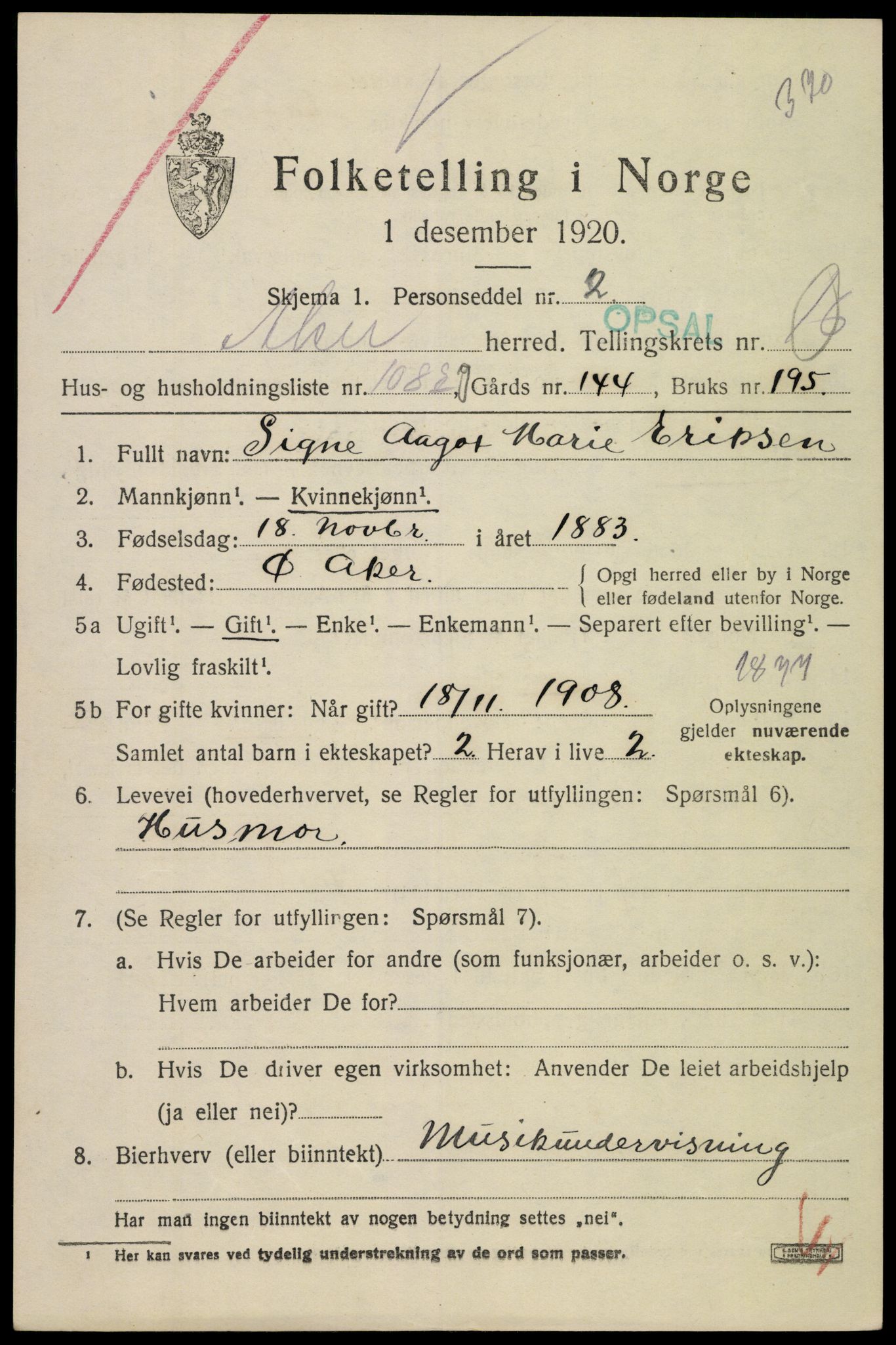 SAO, 1920 census for Aker, 1920, p. 98992