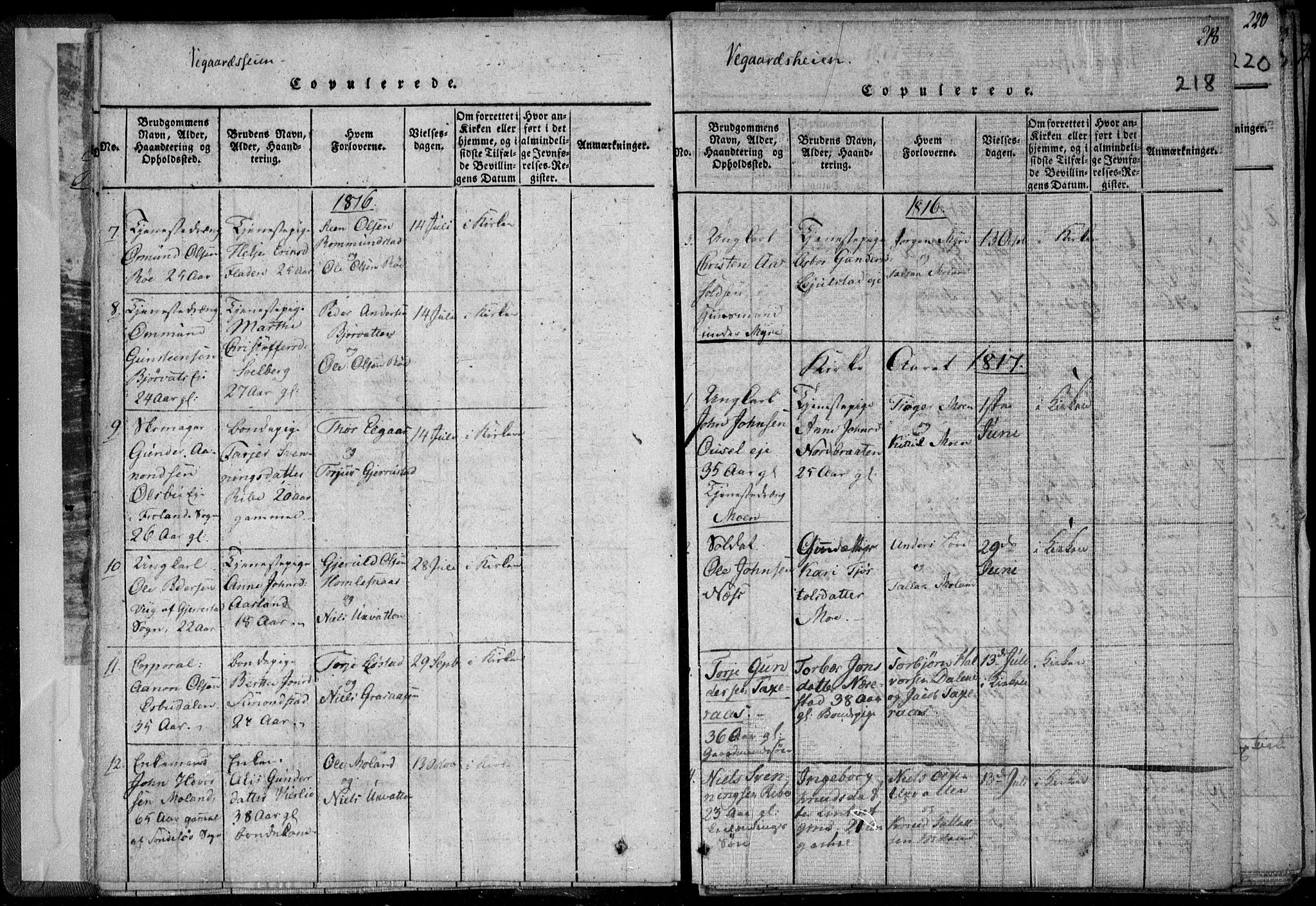 Holt sokneprestkontor, AV/SAK-1111-0021/F/Fa/L0005: Parish register (official) no. A 5, 1813-1821, p. 218