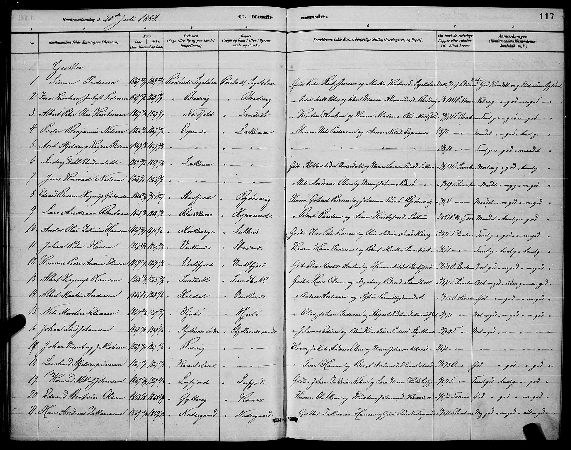 Ministerialprotokoller, klokkerbøker og fødselsregistre - Nordland, AV/SAT-A-1459/853/L0772: Parish register (official) no. 853A11, 1881-1900, p. 117