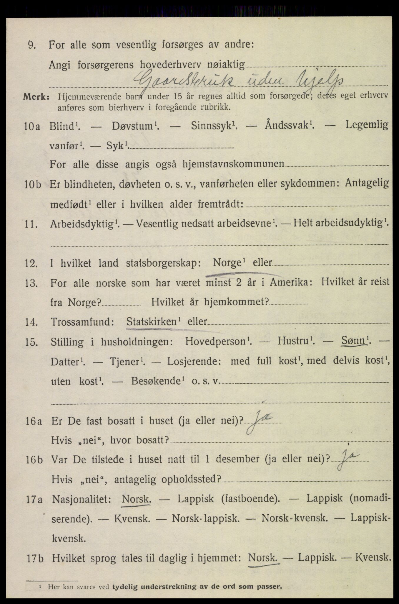 SAT, 1920 census for Skogn, 1920, p. 5838