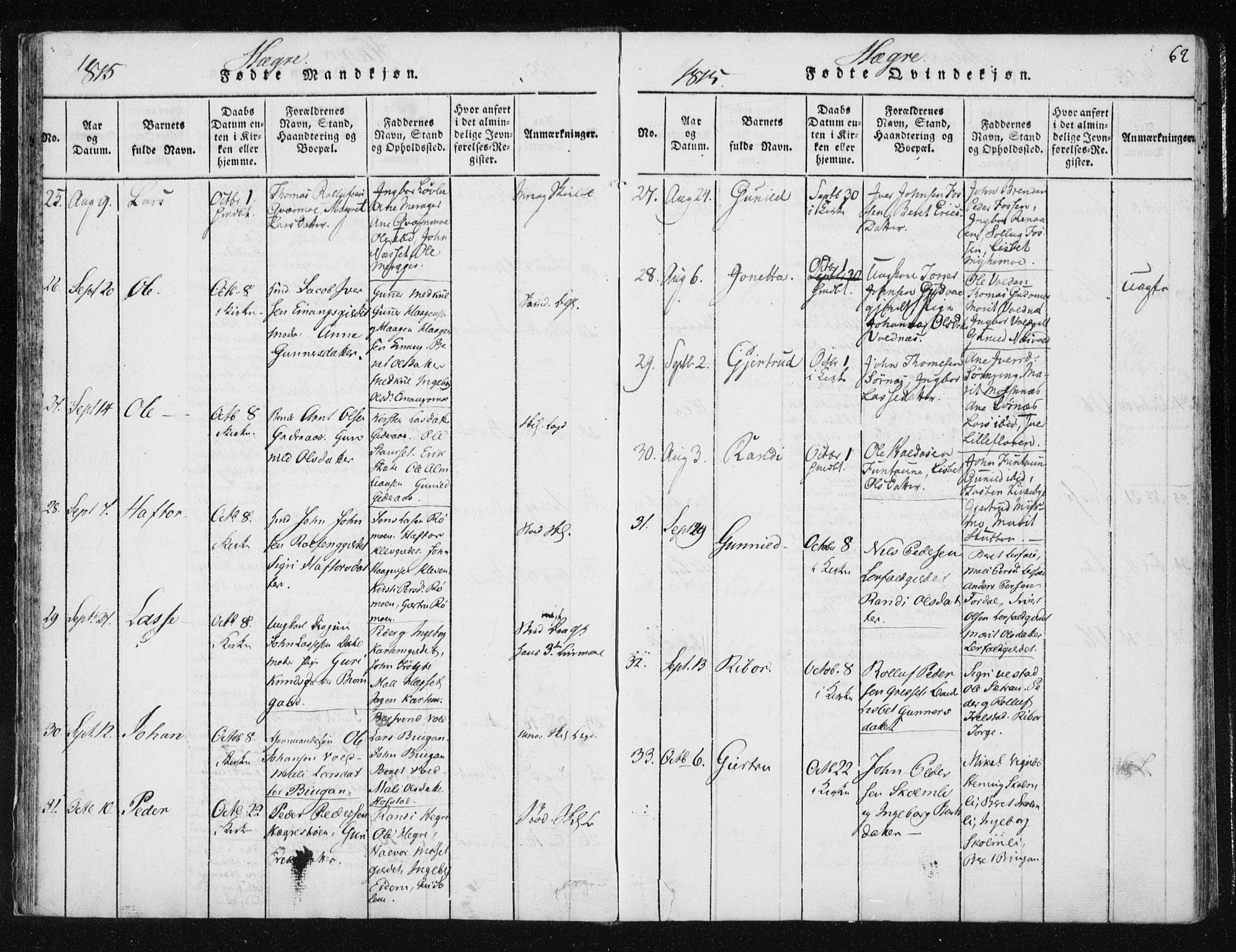 Ministerialprotokoller, klokkerbøker og fødselsregistre - Nord-Trøndelag, SAT/A-1458/709/L0061: Parish register (official) no. 709A08 /4, 1815-1819, p. 62