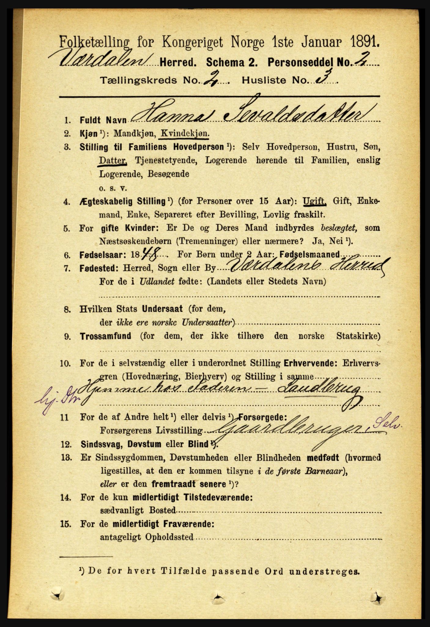 RA, 1891 census for 1721 Verdal, 1891, p. 800