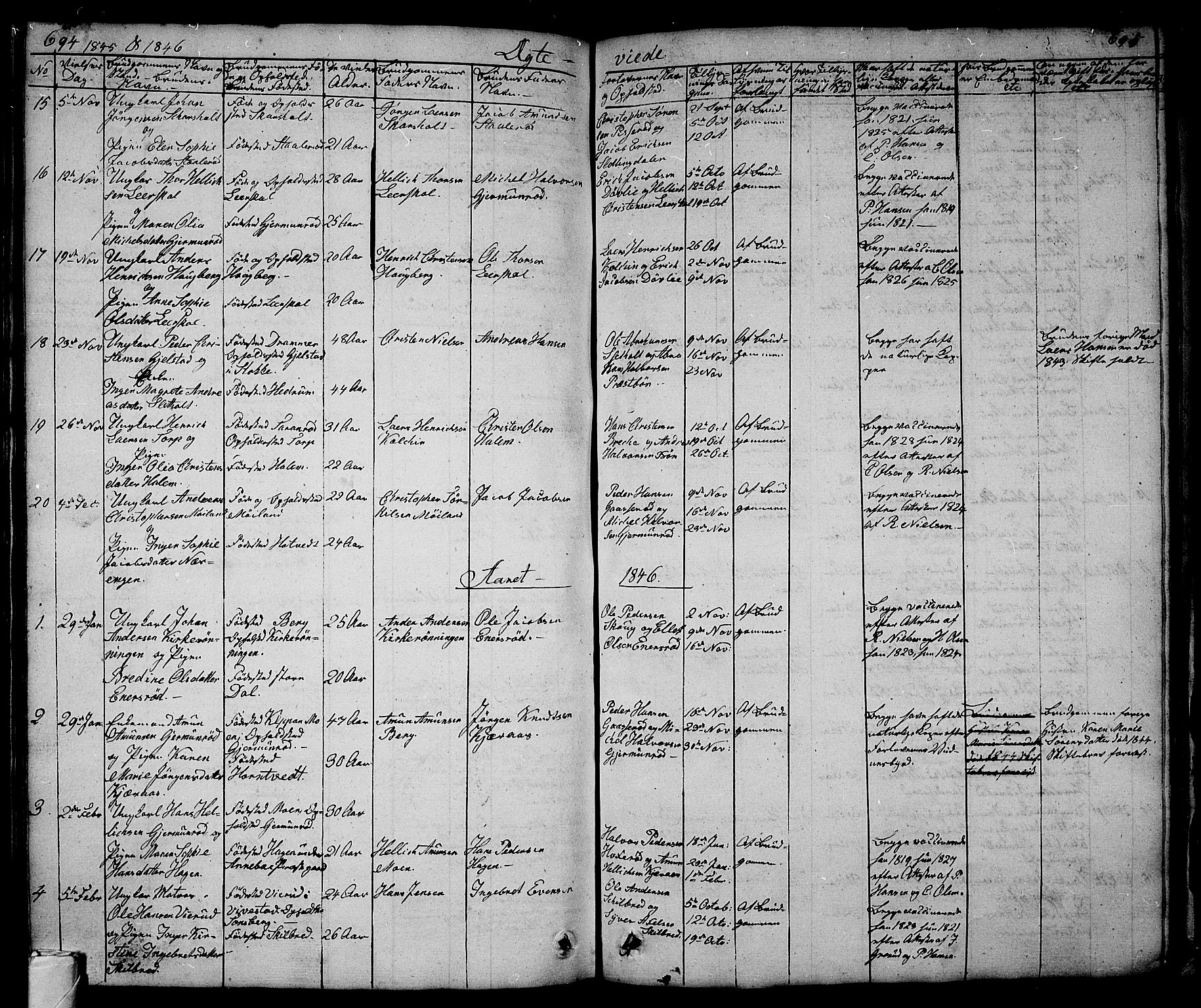 Andebu kirkebøker, AV/SAKO-A-336/G/Ga/L0003: Parish register (copy) no. I 3, 1832-1867, p. 694-695