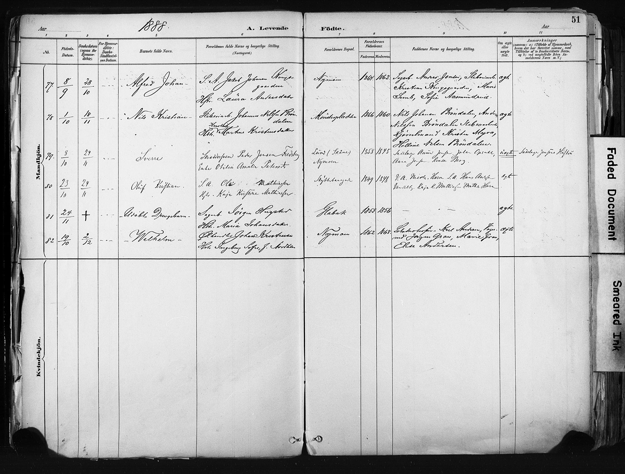 Kongsberg kirkebøker, AV/SAKO-A-22/F/Fb/L0002: Parish register (official) no. II 2, 1886-1896, p. 51