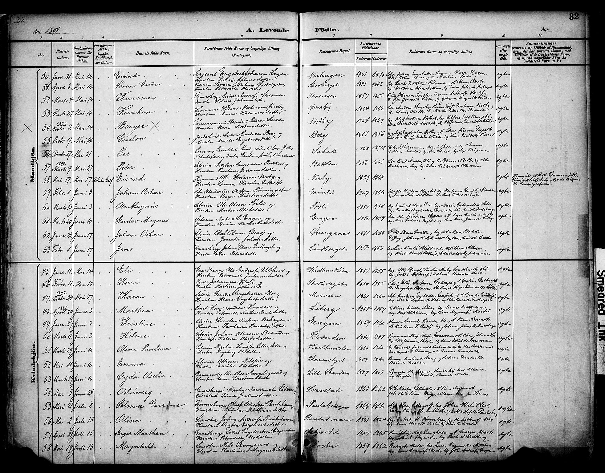 Elverum prestekontor, AV/SAH-PREST-044/H/Ha/Haa/L0014: Parish register (official) no. 14, 1891-1909, p. 32