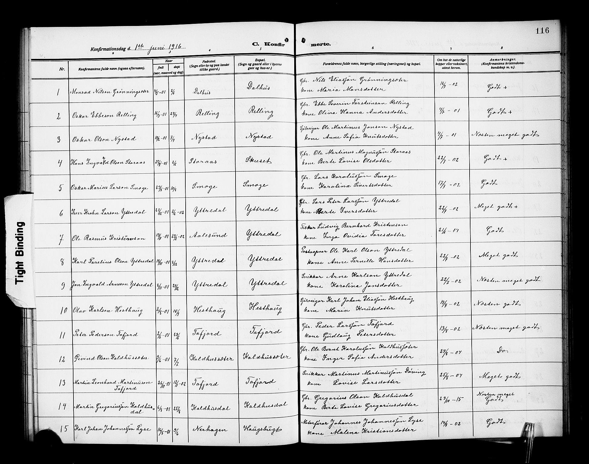 Ministerialprotokoller, klokkerbøker og fødselsregistre - Møre og Romsdal, SAT/A-1454/519/L0265: Parish register (copy) no. 519C06, 1911-1921, p. 116