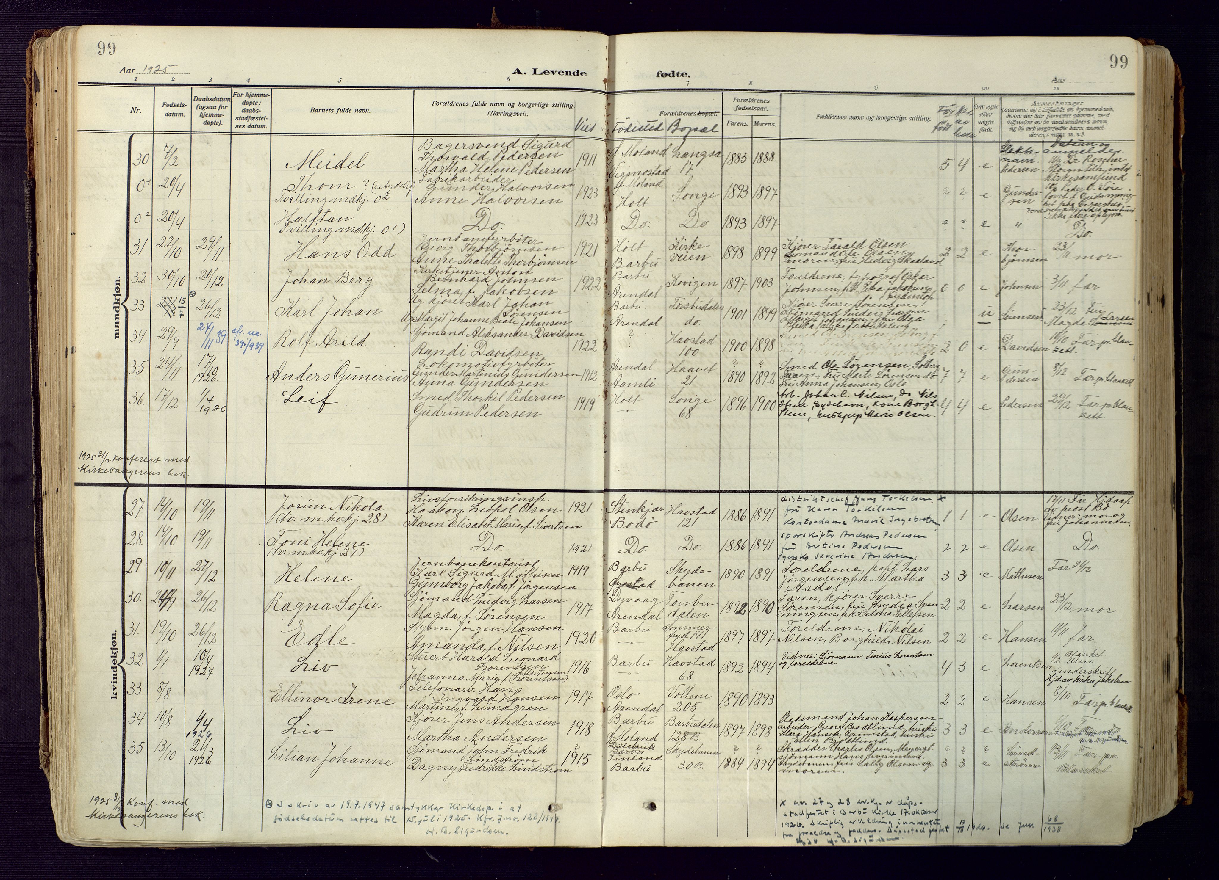 Barbu sokneprestkontor, AV/SAK-1111-0003/F/Fa/L0006: Parish register (official) no. A 6, 1910-1929, p. 99